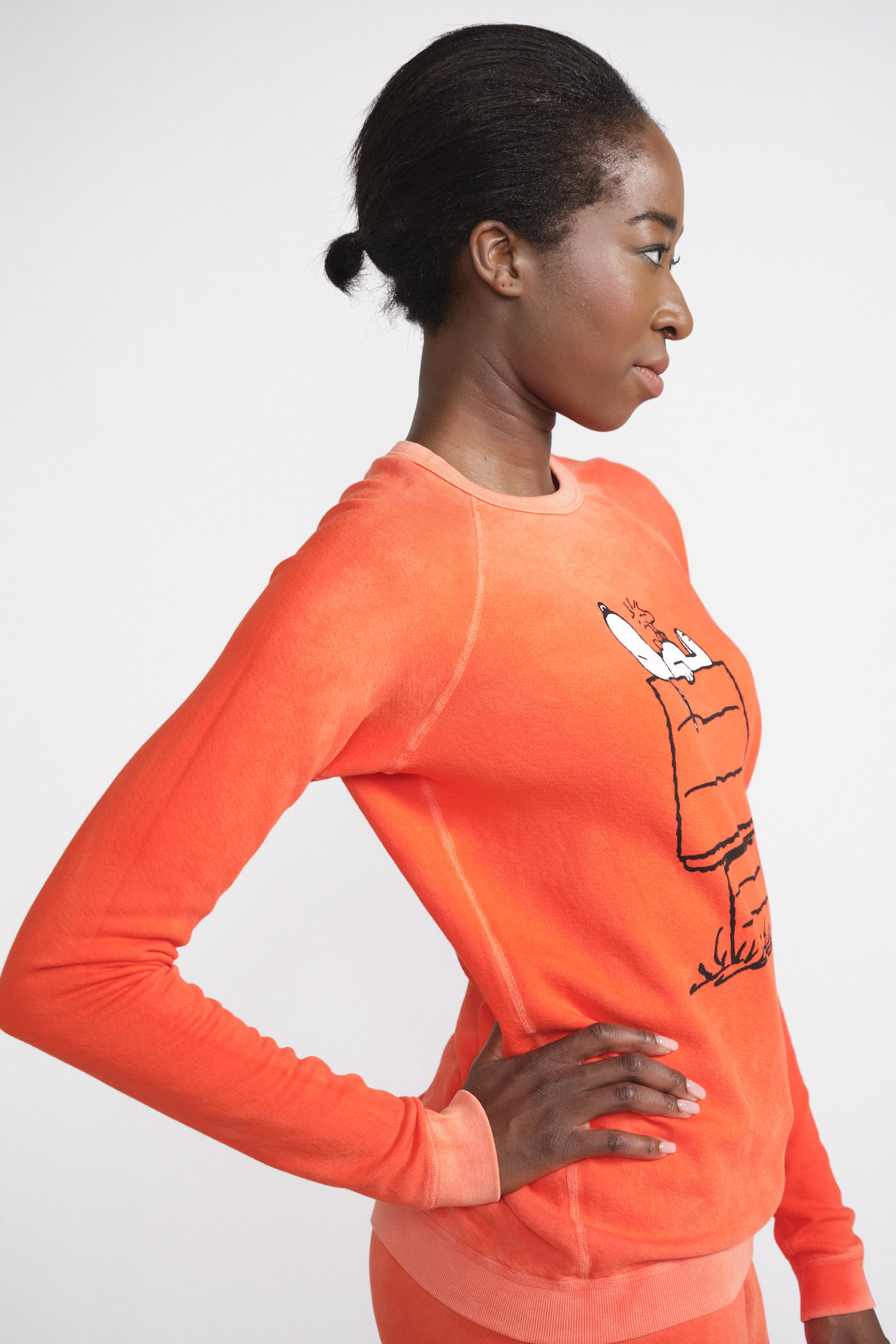free city sweater orange snoopy print baumwolle