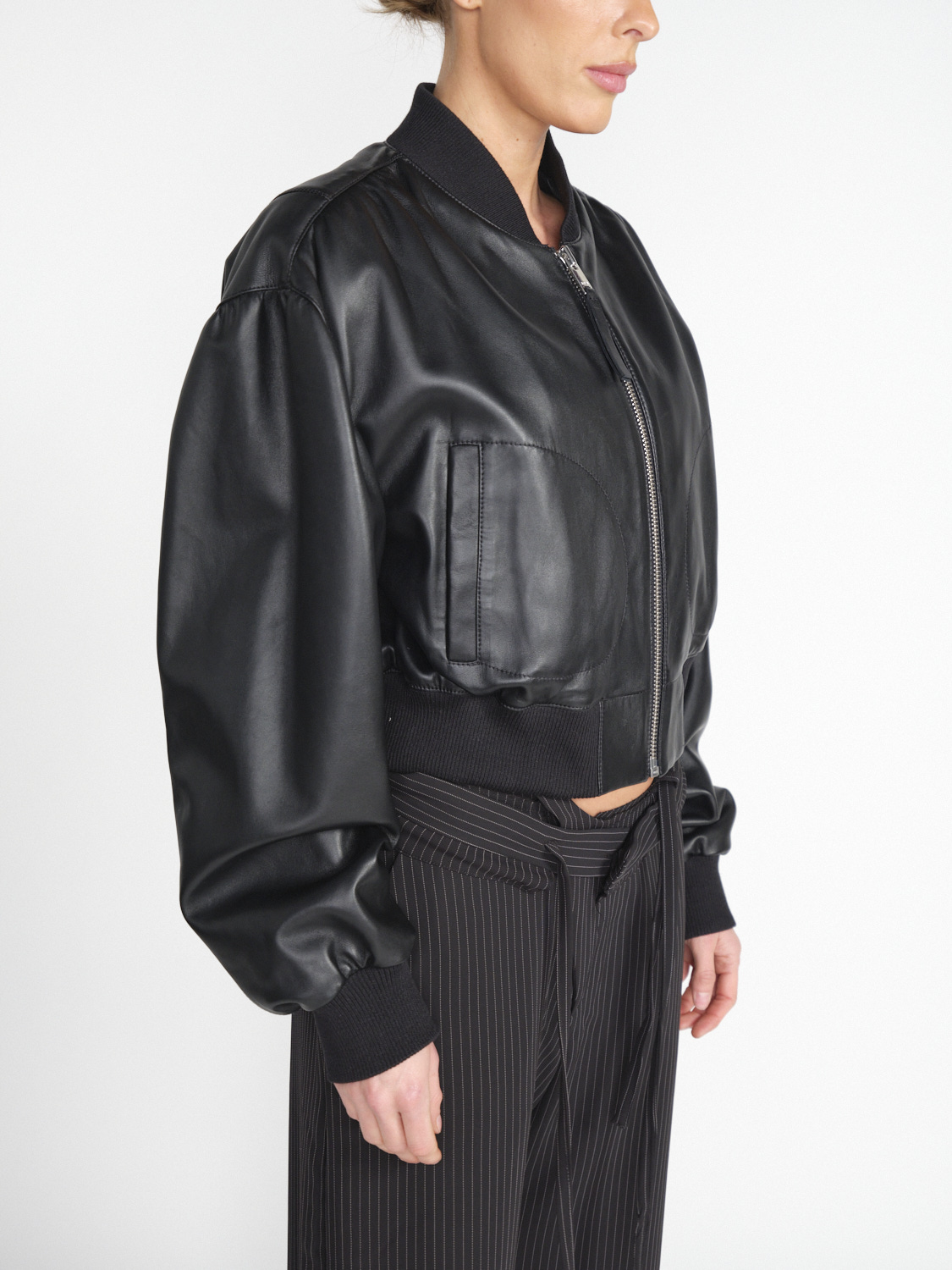 Arma Salinas bomber jacket in shiny lamb leather  black 36