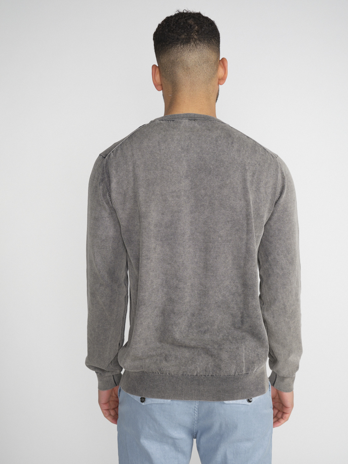 Dondup Girocollo – Leichter Baumwoll-Pullover mit Washed Effekten   grau 48
