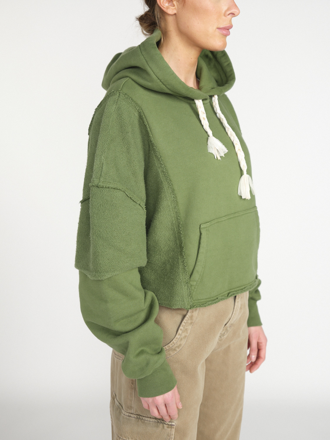 khrisjoy Hoodie Crop – Cropped hoodie made of cotton  green XS/S