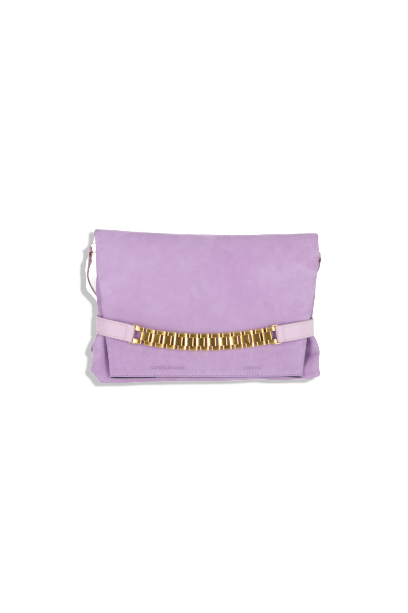 Victoria Beckham Chain Pouch with Strap - Suede Handbag with Chain Detail pink One Size