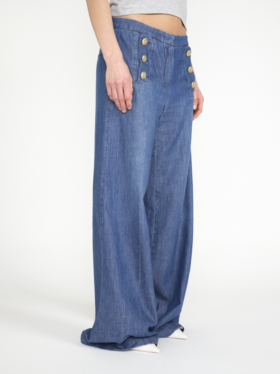 Seductive Bridget – denim style wide-leg trousers  blue 36