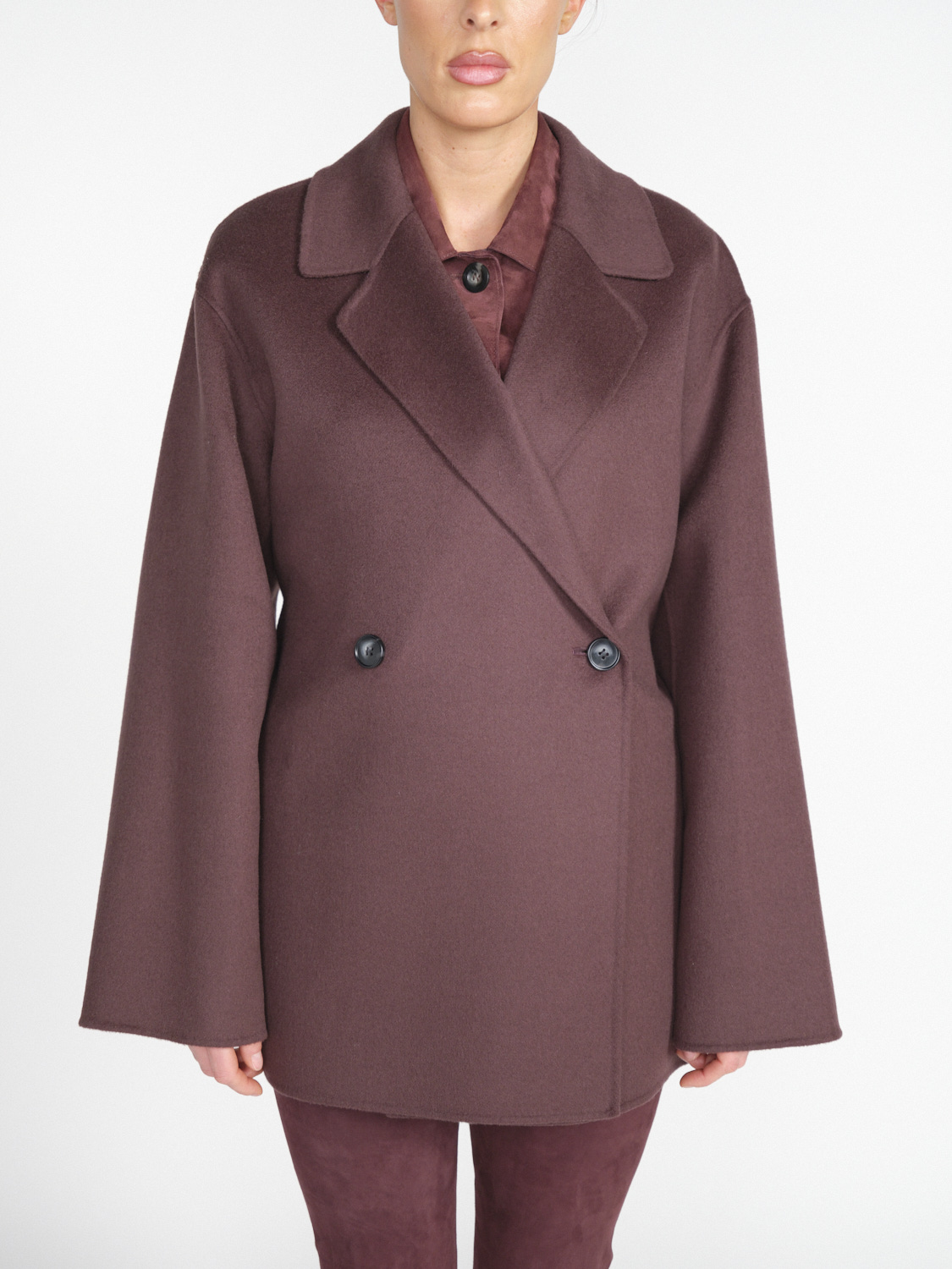 Short wool coat with tie detail 