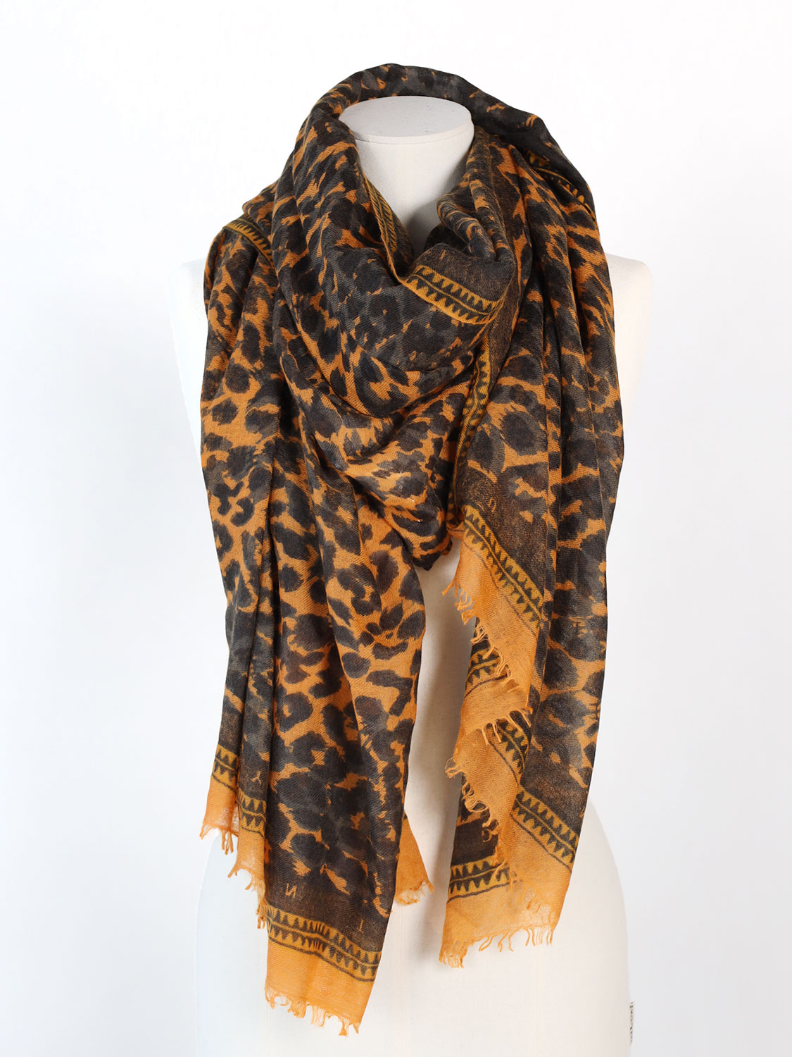 friendly hunting Felted Stole Print Cheetah – Schal mit Leoparden-Print  braun Talla única