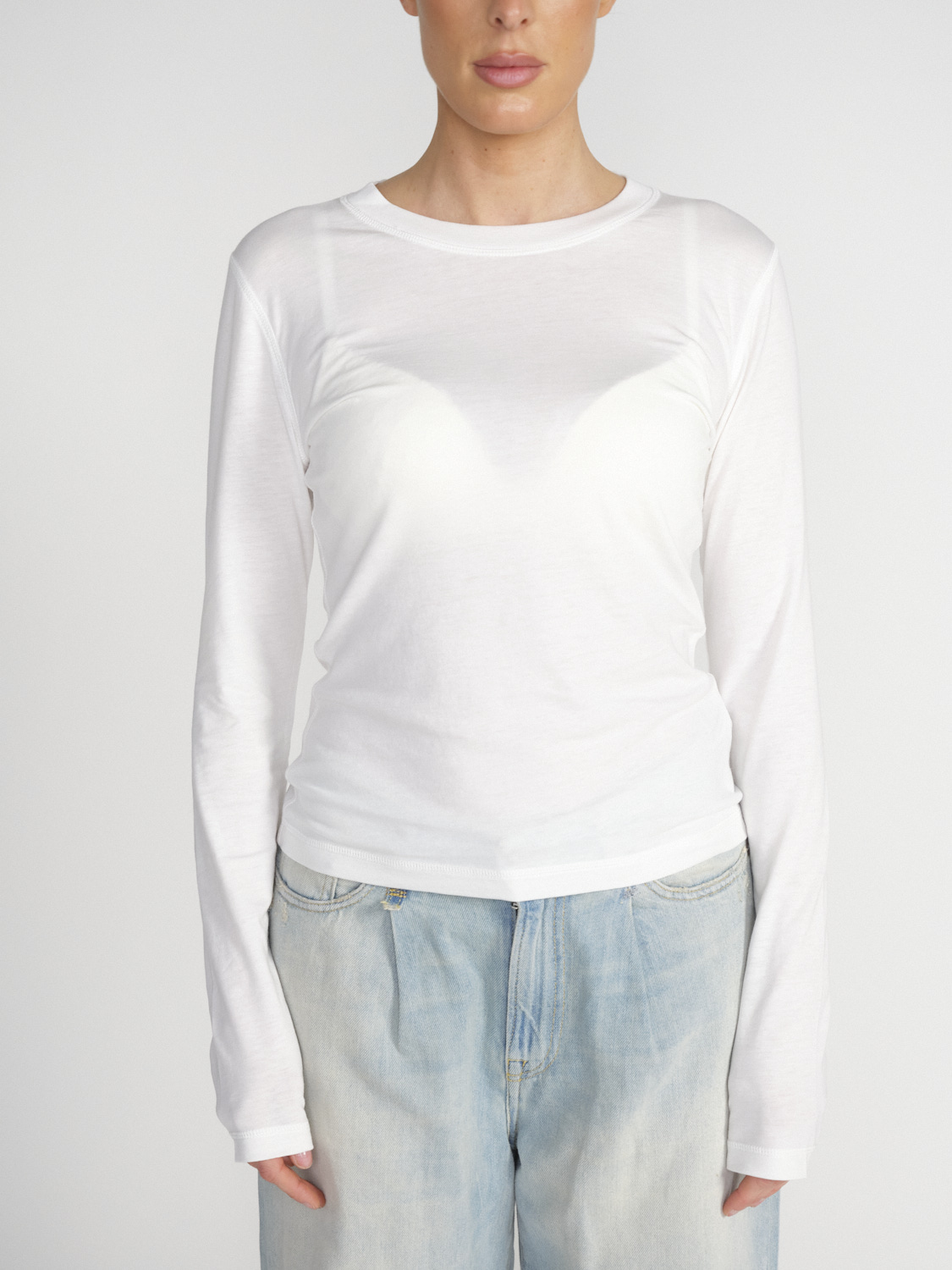 Ganni Camicia in jersey con strass   bianco XS