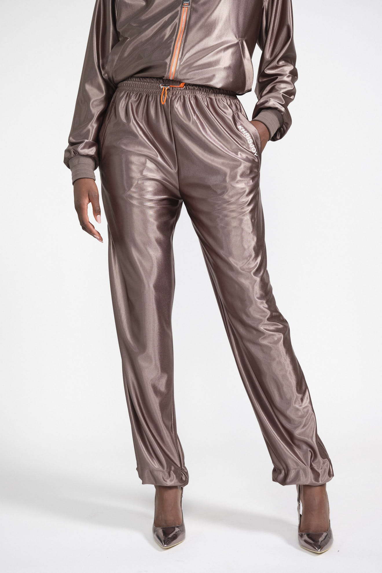 khrisjoy pants brown plain leather