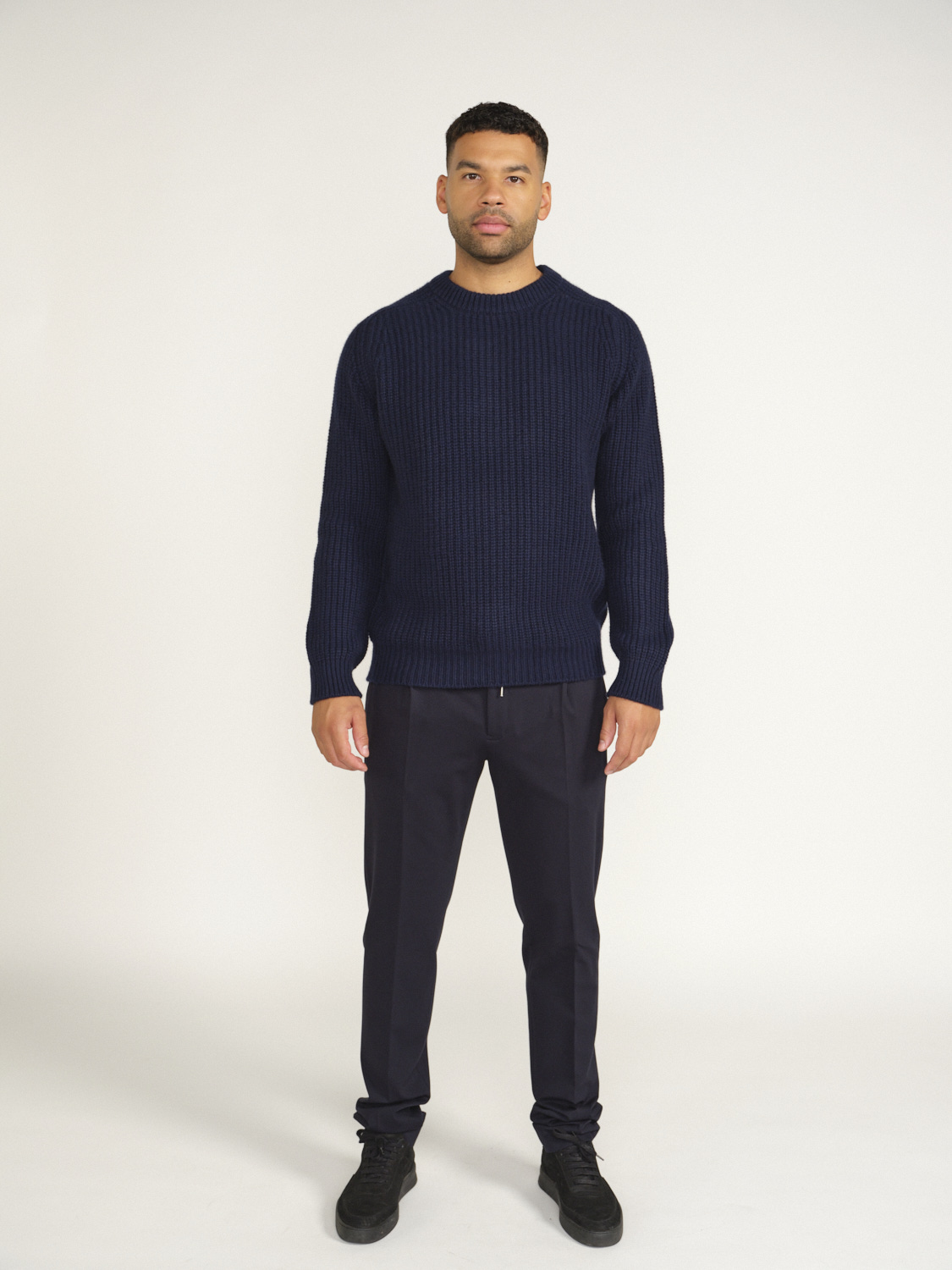 Stephan Boya Mood Rib Sweater – Pullover aus Rippenstrick navy XL