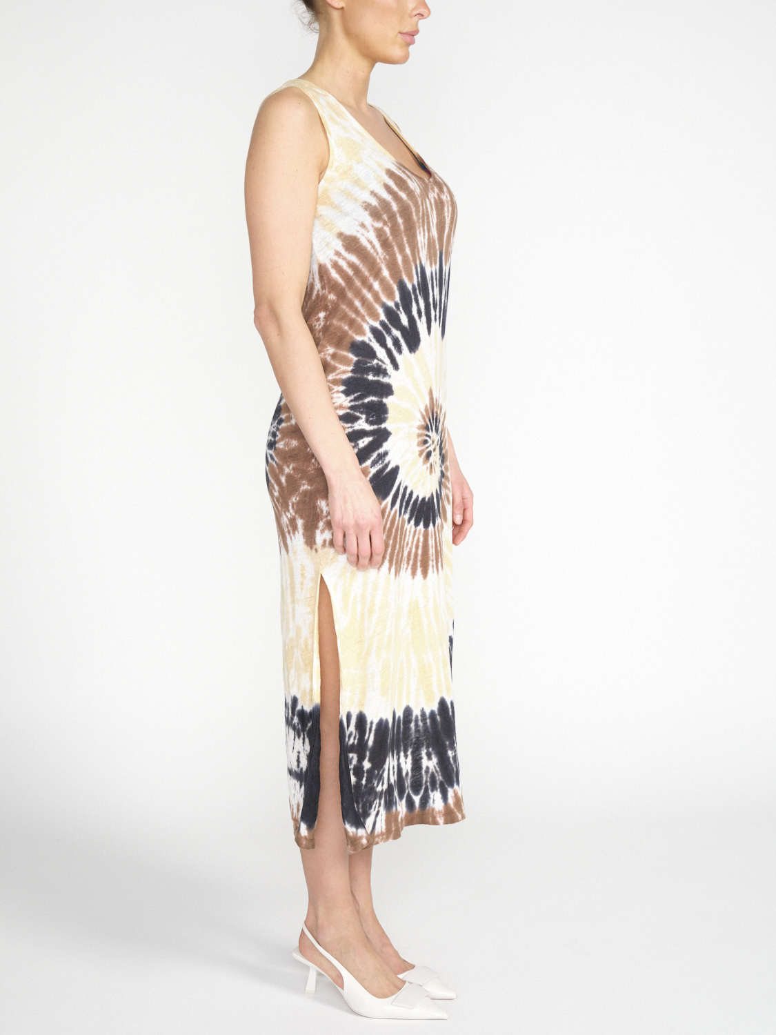 Kujten Midi dress with tie-dye print  beige S/M