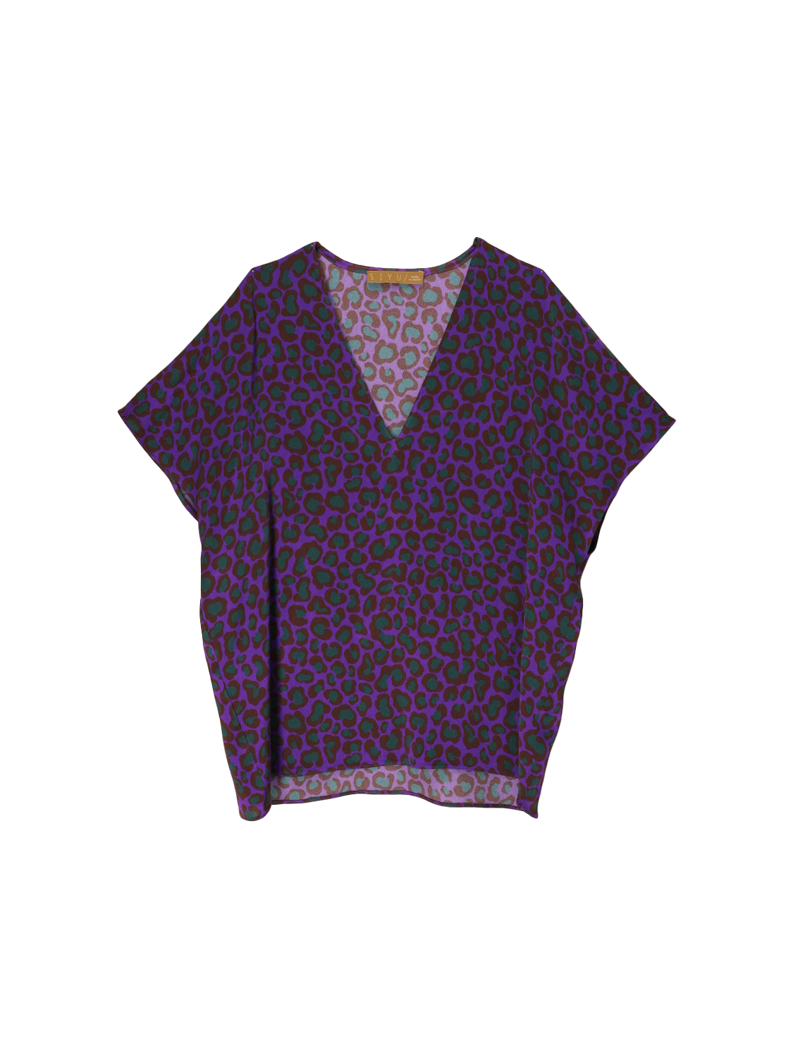 SIYU Animal – Satin-Bluse mit Leo-Print   lila 38