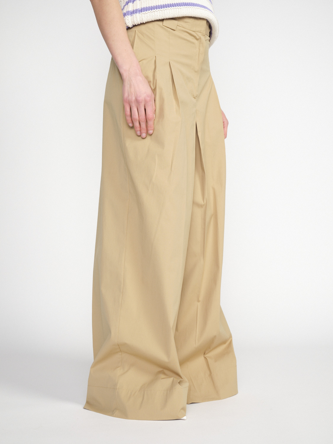 Semicouture Lightweight ultra-wide-leg trousers made of cotton  beige 40