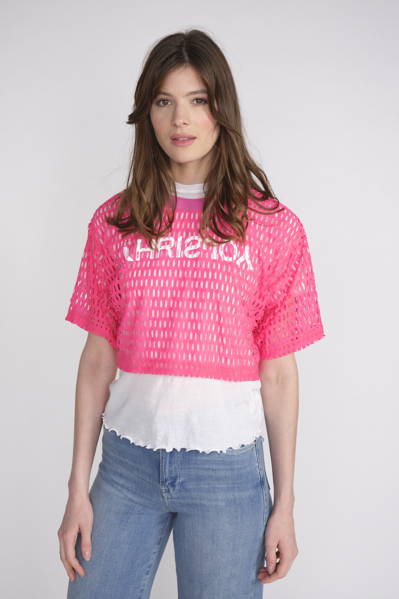 Khrisjoy Boxy T-Shirt mit Loch-Design pink XS/S