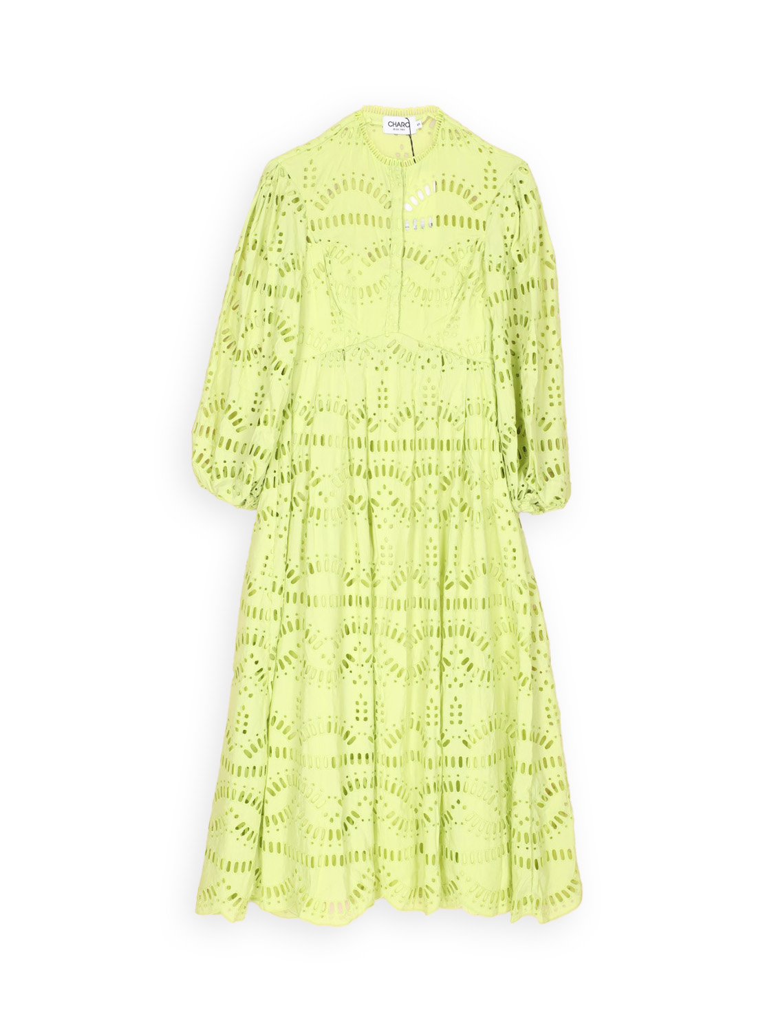 Maxi dress with embroidered hole pattern  