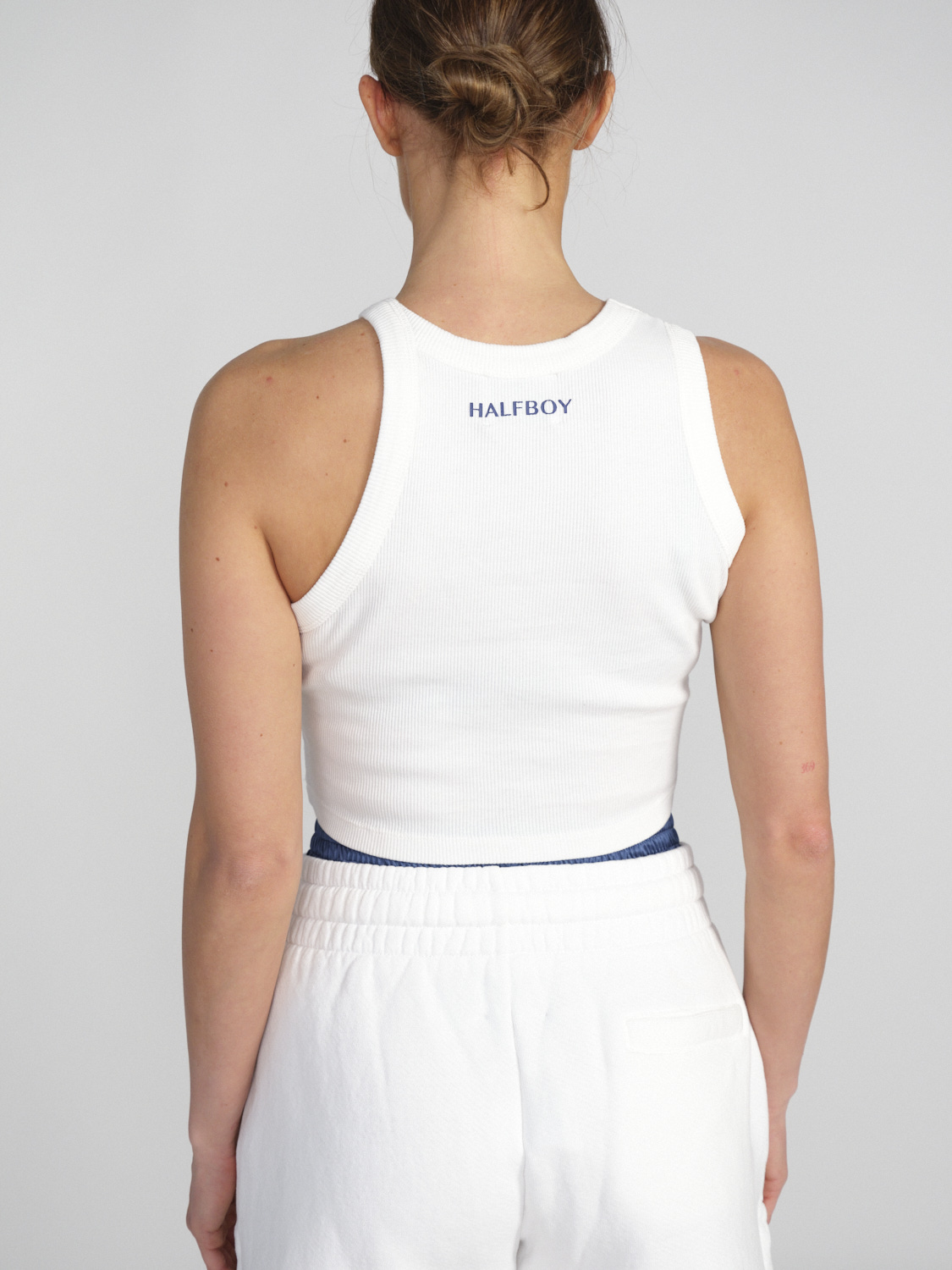 Halfboy Crop – Cropped cotton tank top with logo detail  white S