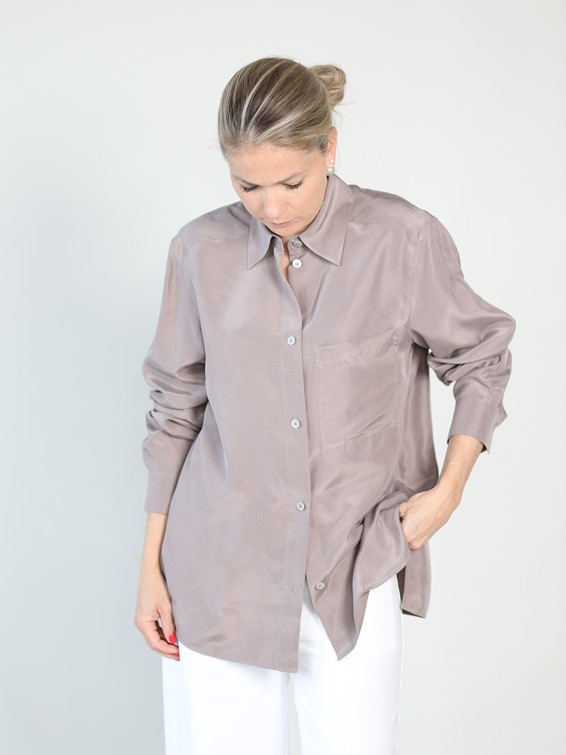 Iris von Arnim Selina - Silk Blouse 36 taupe