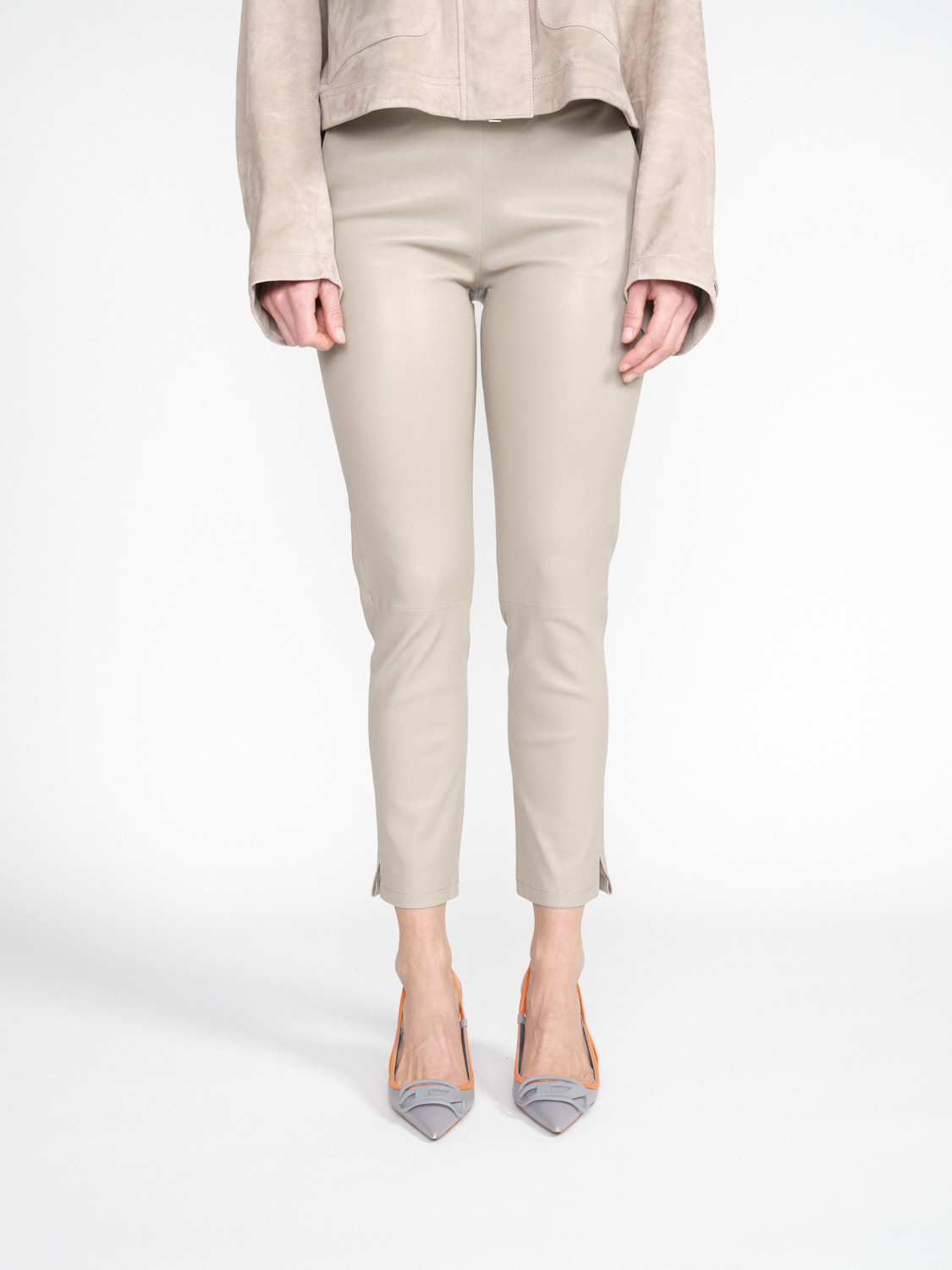Arma Provence Stretch Plong - Pantaloni in pelle scamosciata elasticizzati e svasati beige 34