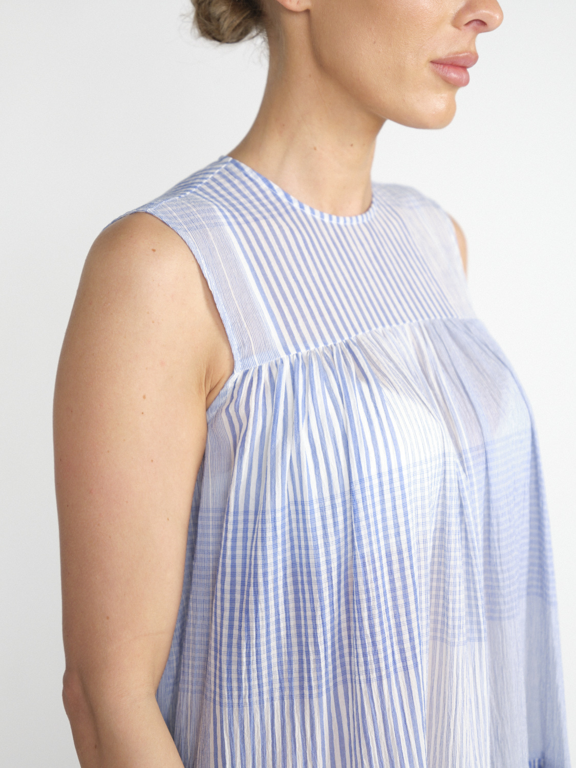 Semicouture Loose muslin maxi dress with striped design  hellblau S/M