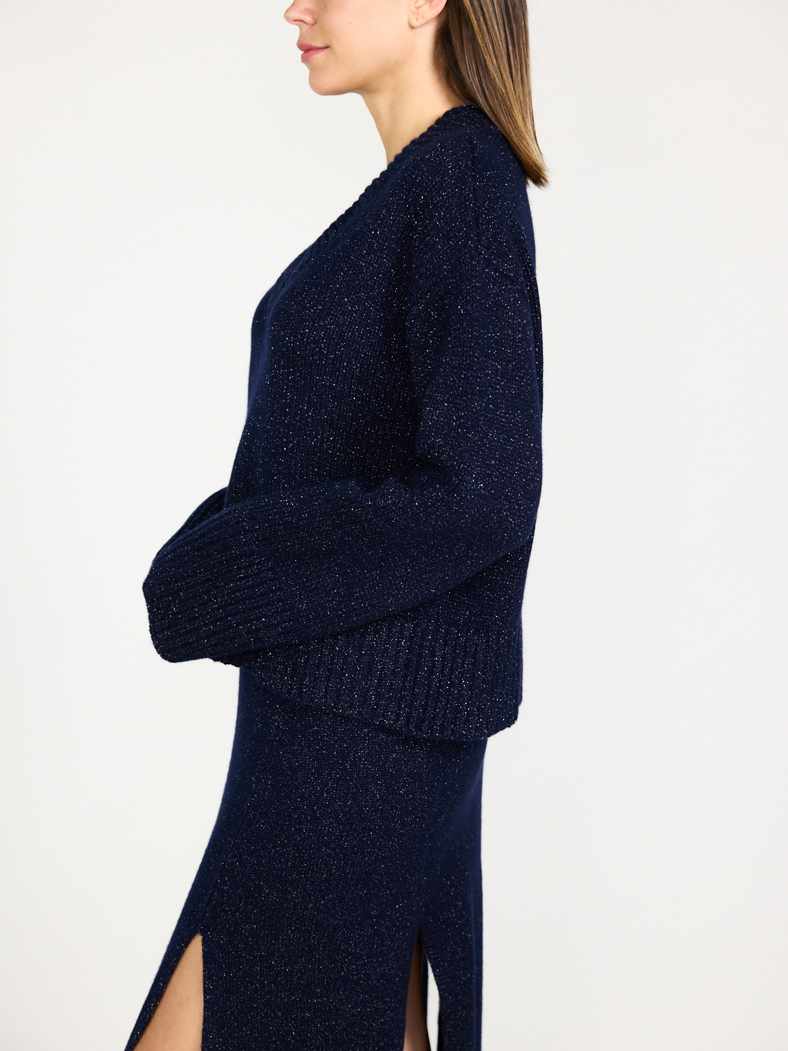 Lisa Yang Aletta - Textured cashmere silk sweater 36 navy Lisa Yang Aletta - Textured cashmere silk sweater 36 navy