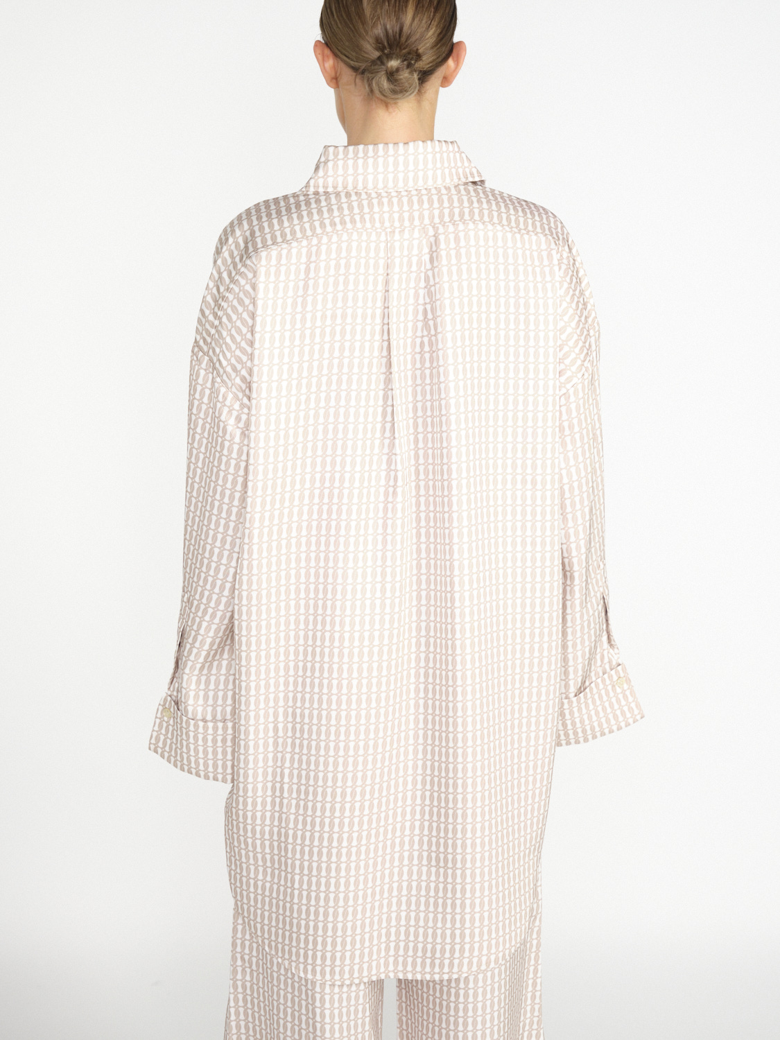 By Malene Birger Maye oversized shirt blouse with monogram print  beige 34