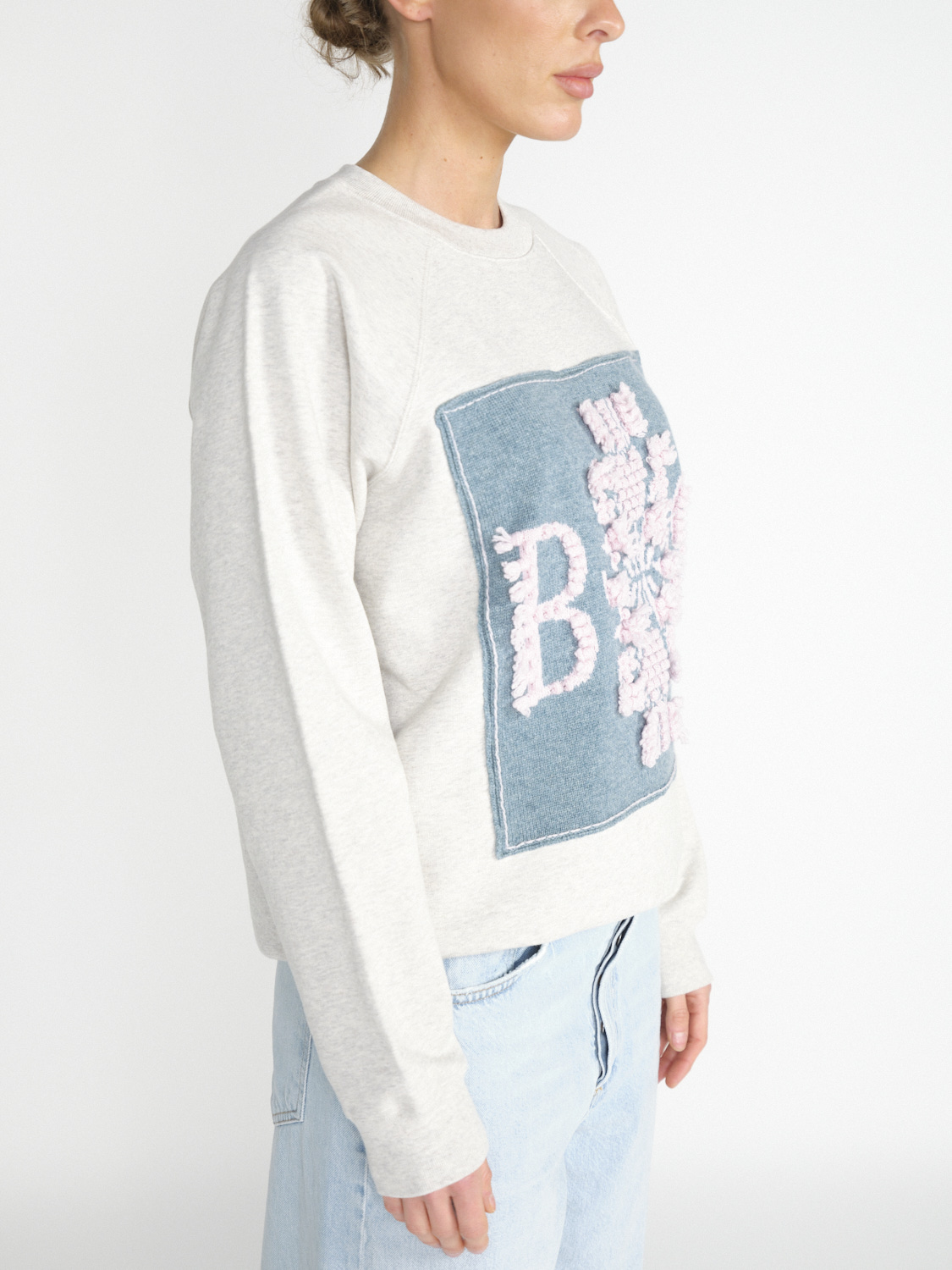 Barrie Thistle Logo Sweat – Sweater aus Baumwolle mit Cashmere- Applikation  petrol M