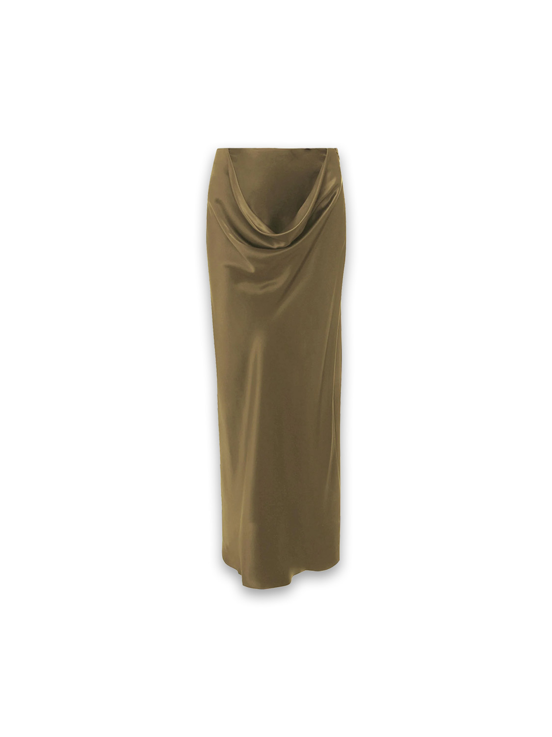 Satin midi skirt with draped waistband 