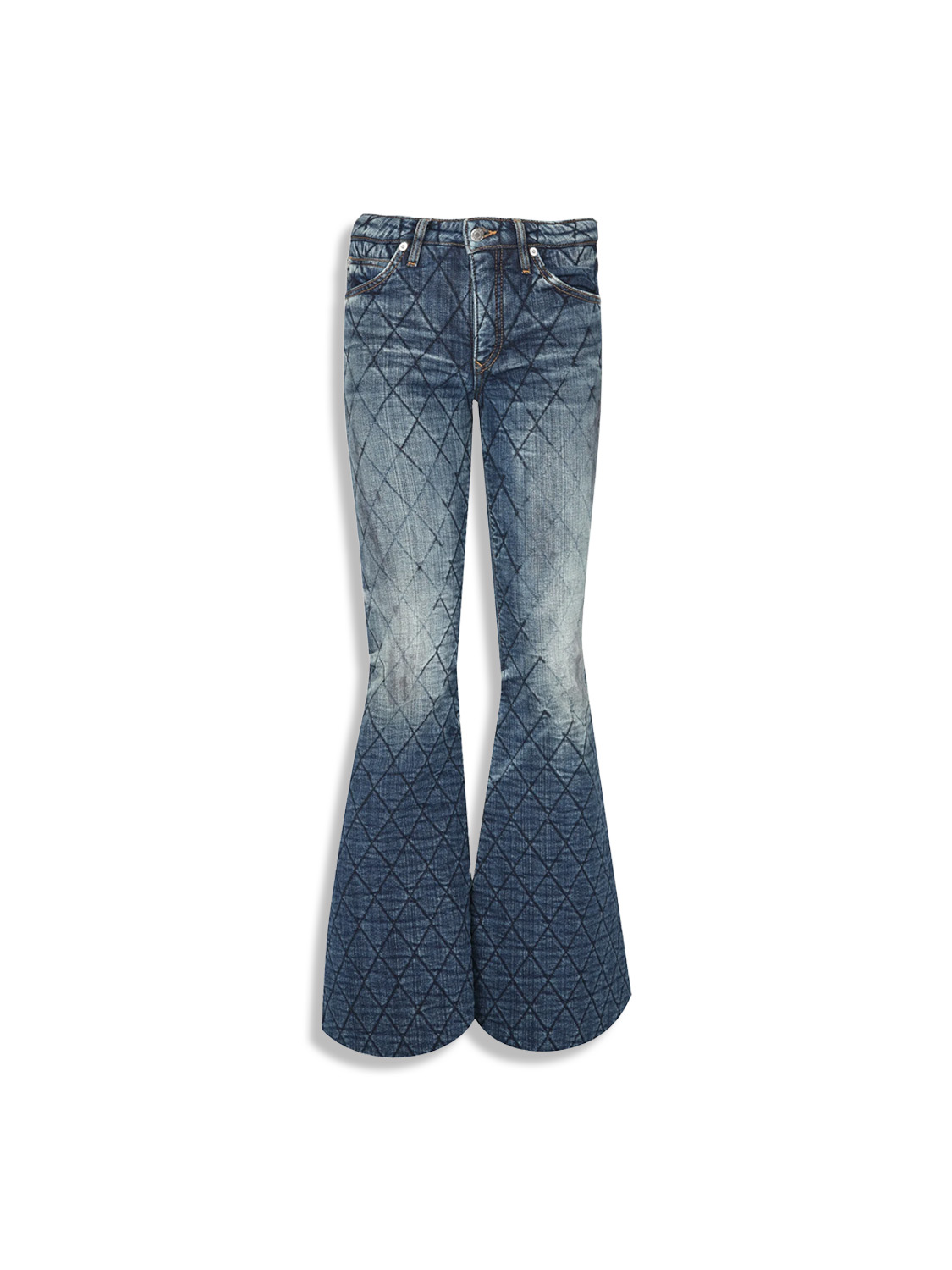 Heidi - jeans flare pants with diamond pattern and light wash