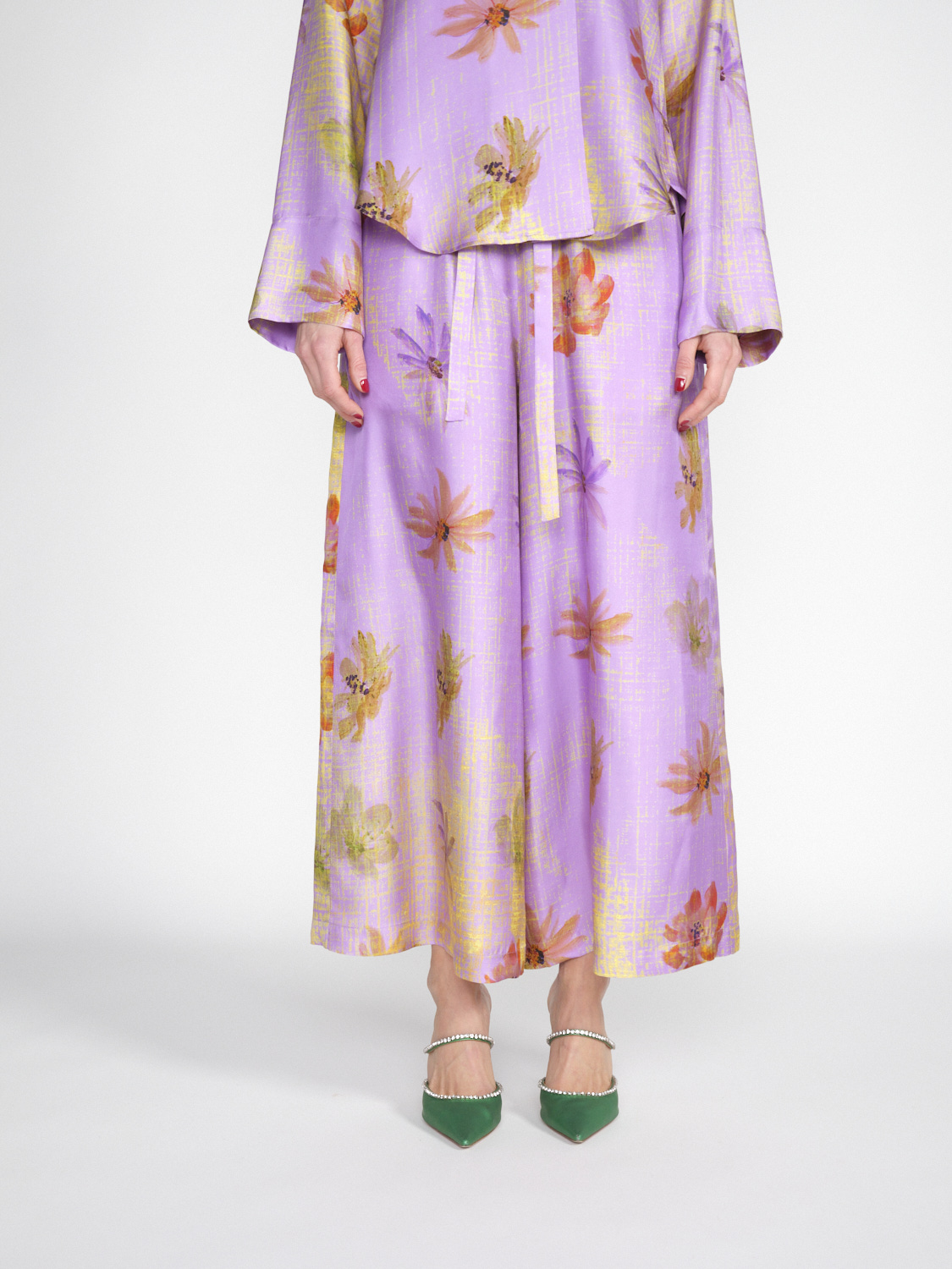 Odeeh Culotte en soie avec motif floral mehrfarbig 34
