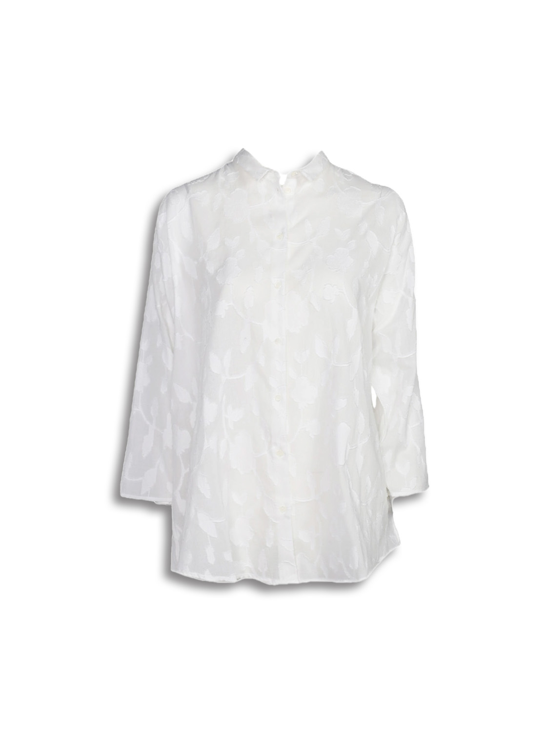 Larens Wide cut blouse with floral pattern in cotton white 36