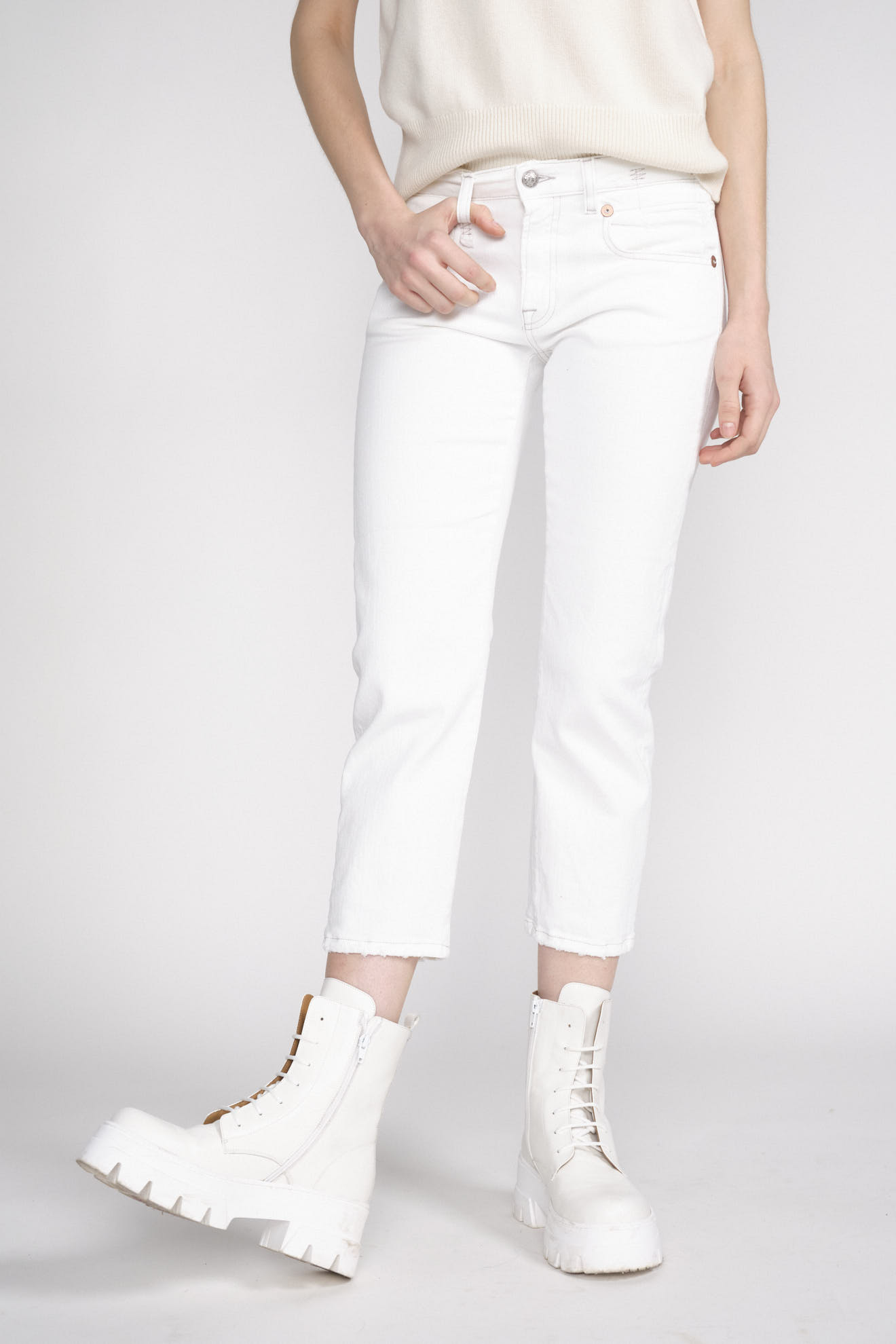 R13 Boy Straight - jeans in cotone usato bianco 29