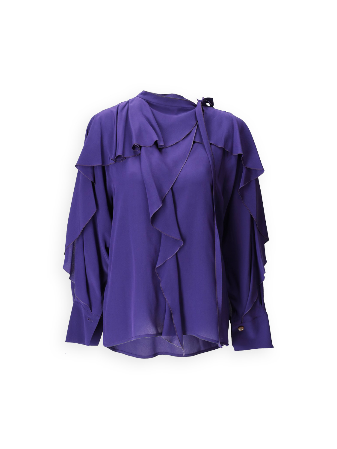 Romantic - Crêpe silk blouse with flounce details 
