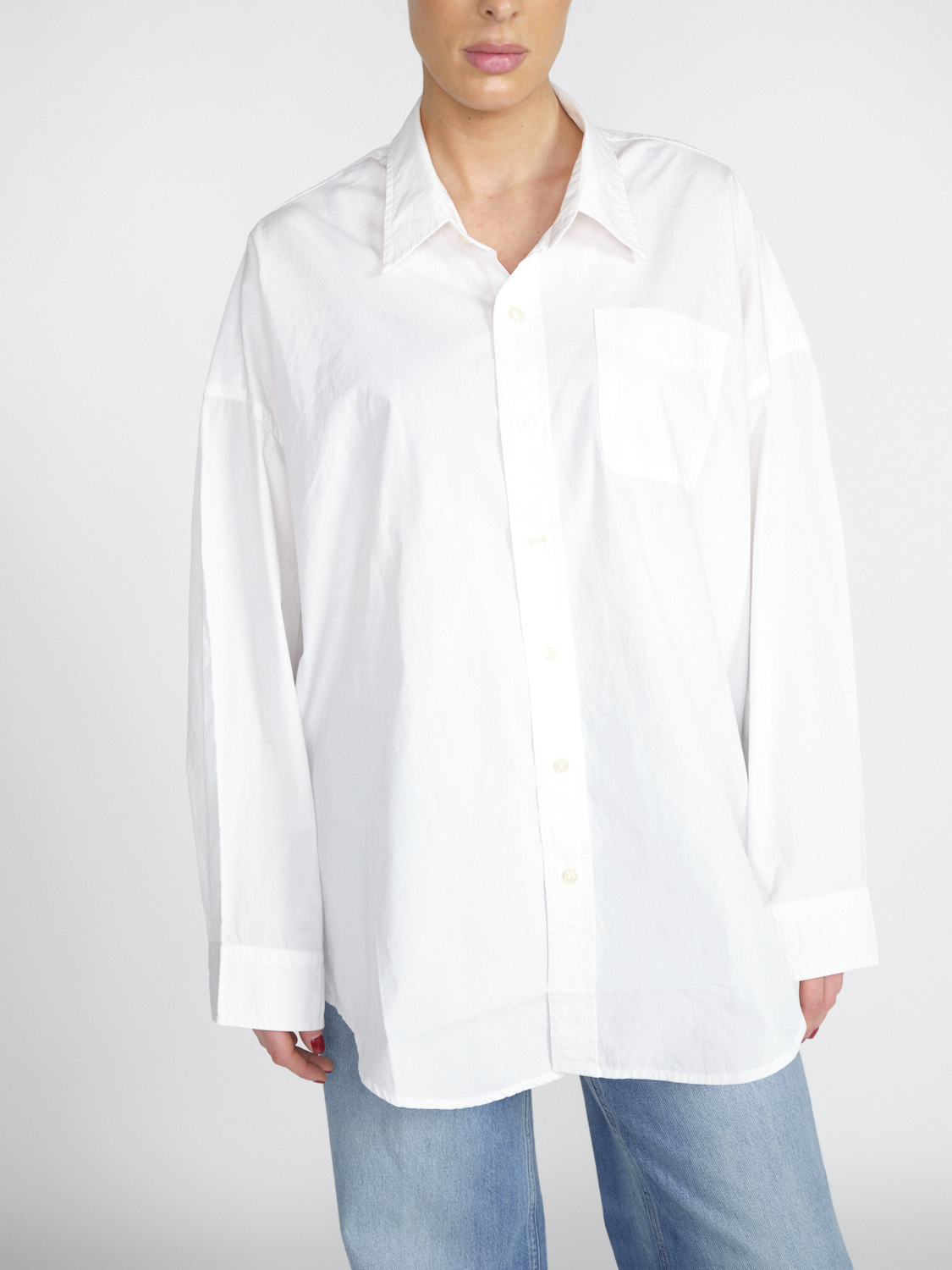 R13 Drop Neck - Oversized cotton blouse  white L