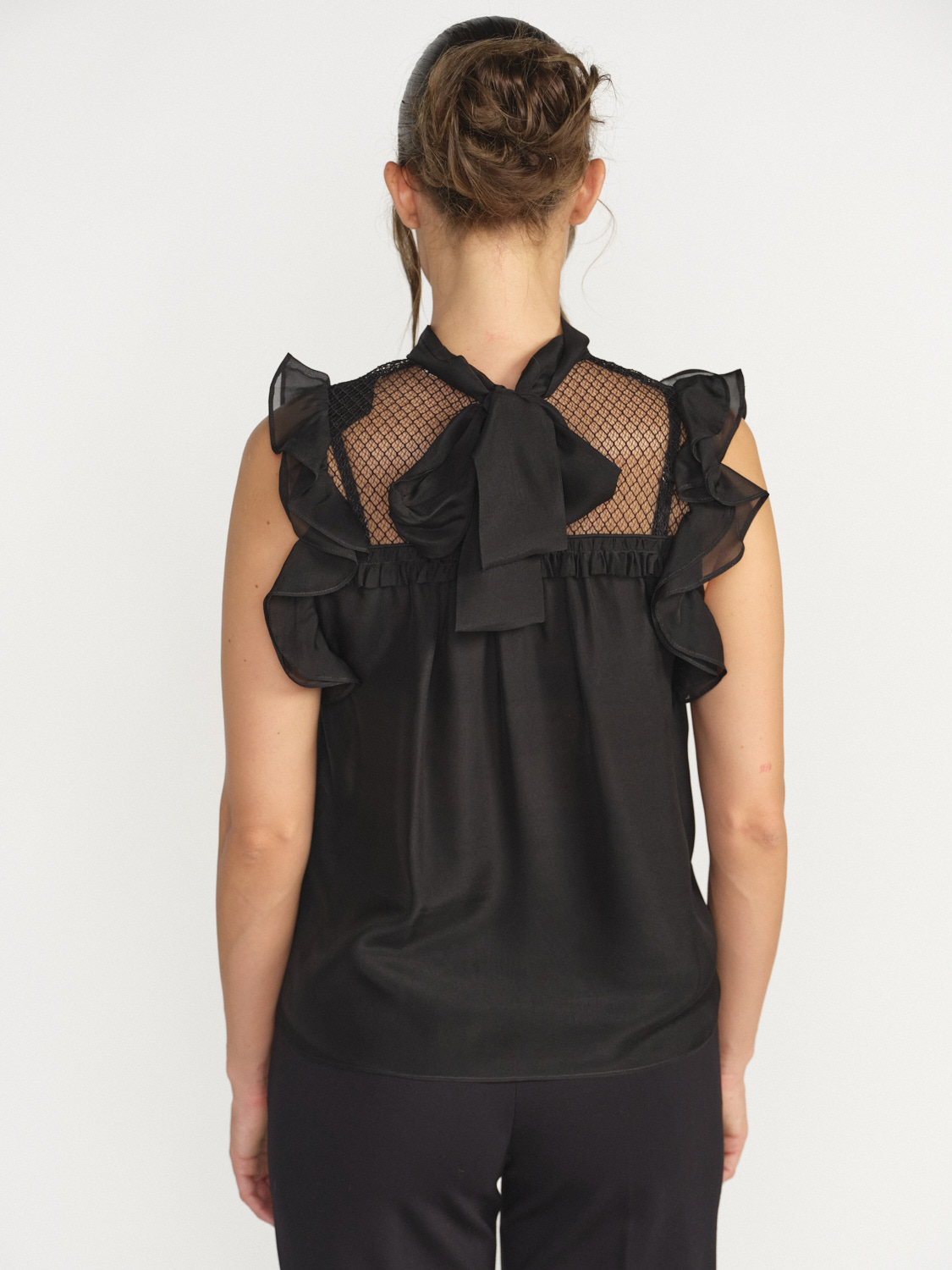 Dorothee Schumacher Playful - Top with lace details and ruffle sleeves black 38