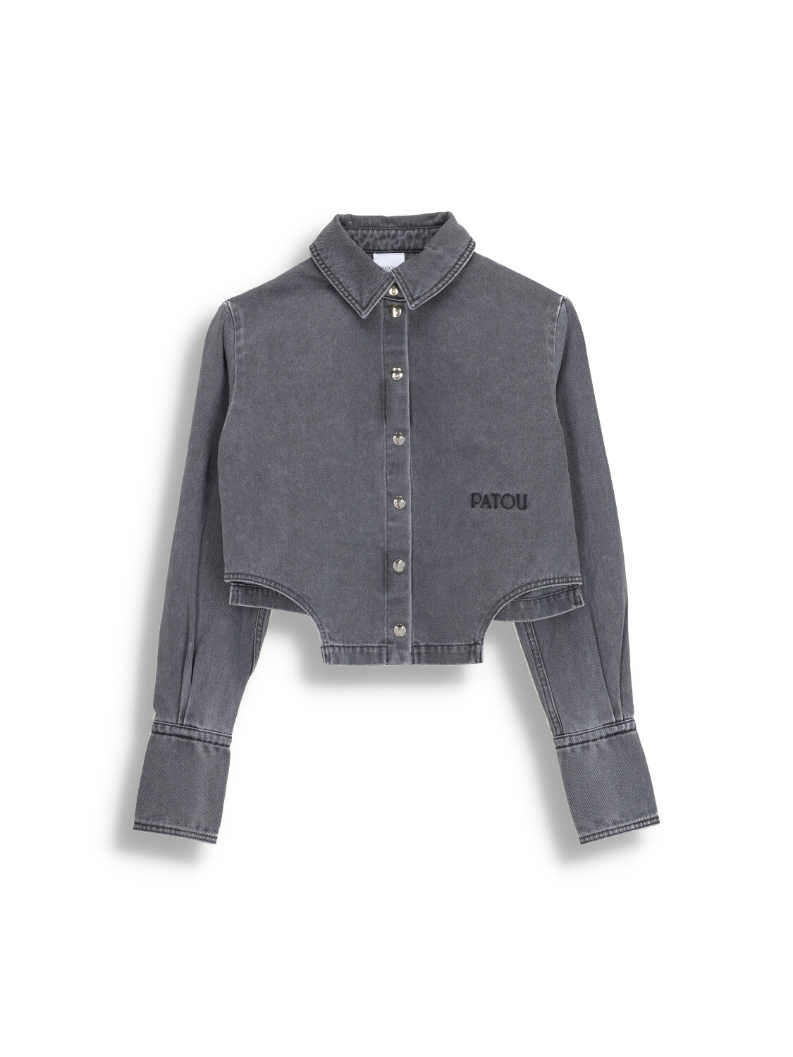 Patou Cropped Denim Jacket – Jeanshemd mit Knopfleiste aus Baumwolle grau 36