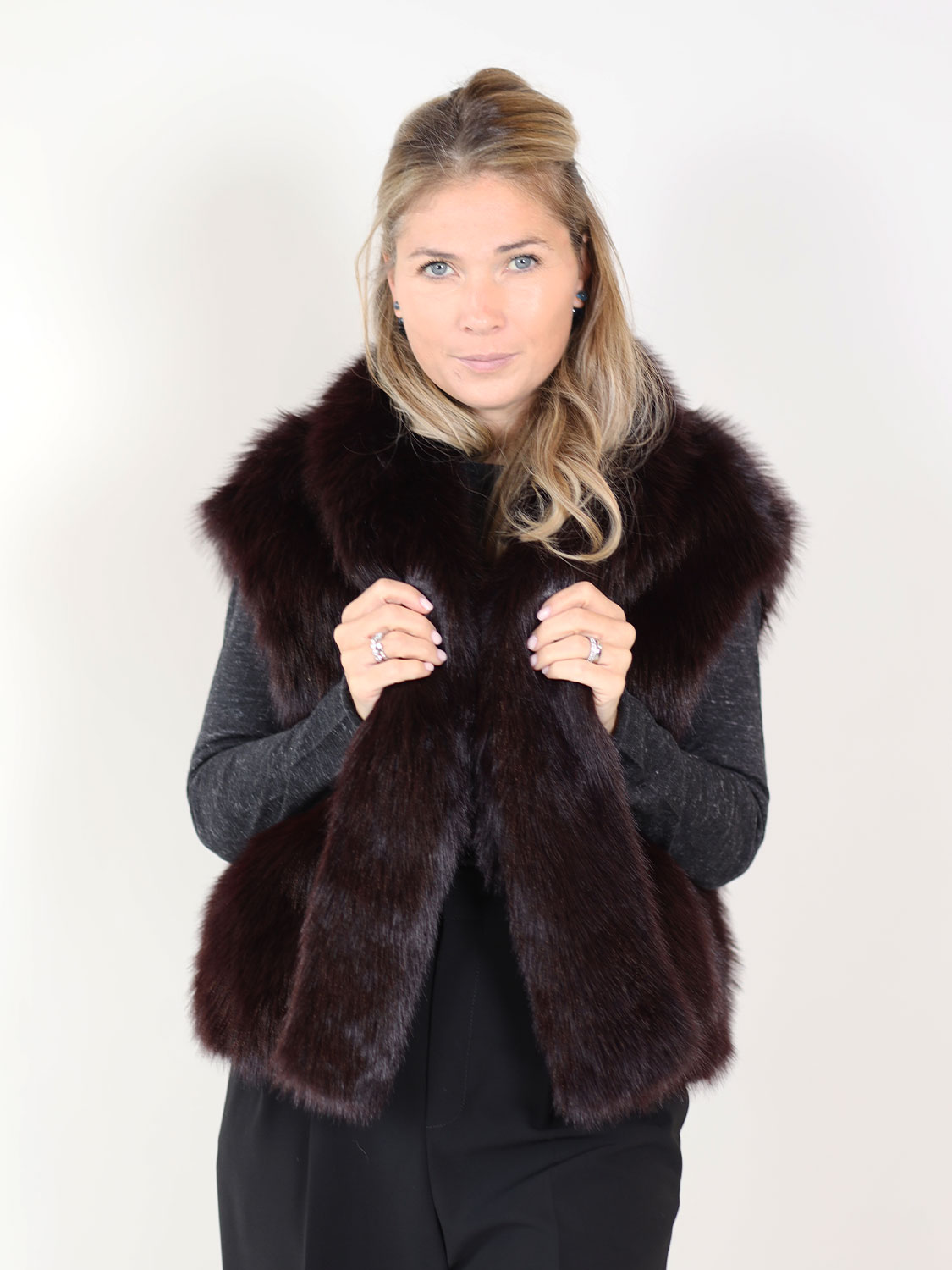 Betta Corradi Gilet – Weste in Felloptik   bordeaux XS
