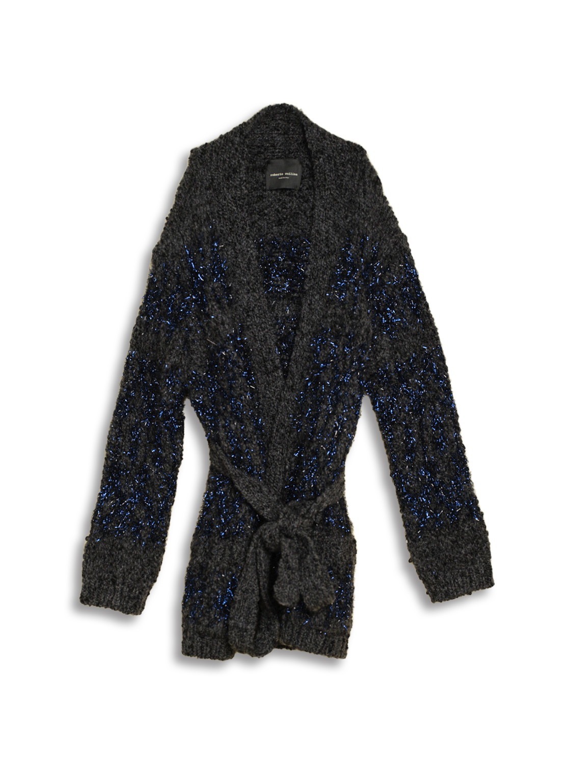 Cardigan tie-up in jacquard con fili scintillanti Dettagli