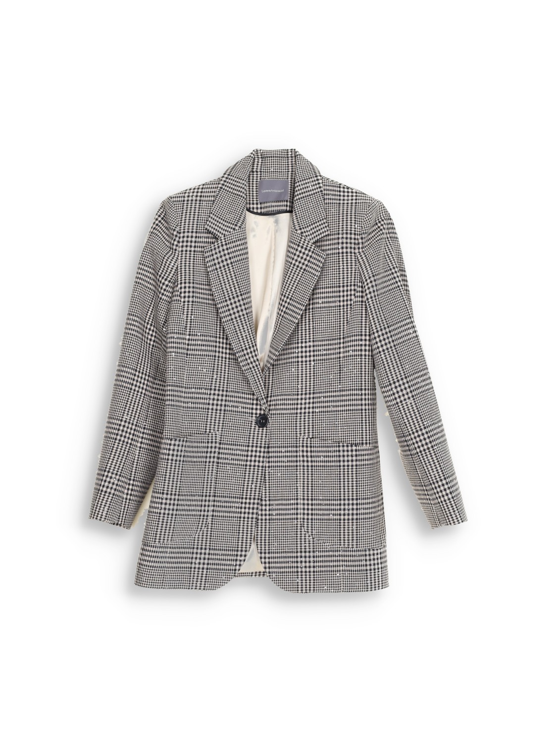 Classic blazer with houndstooth pattern and sequins 