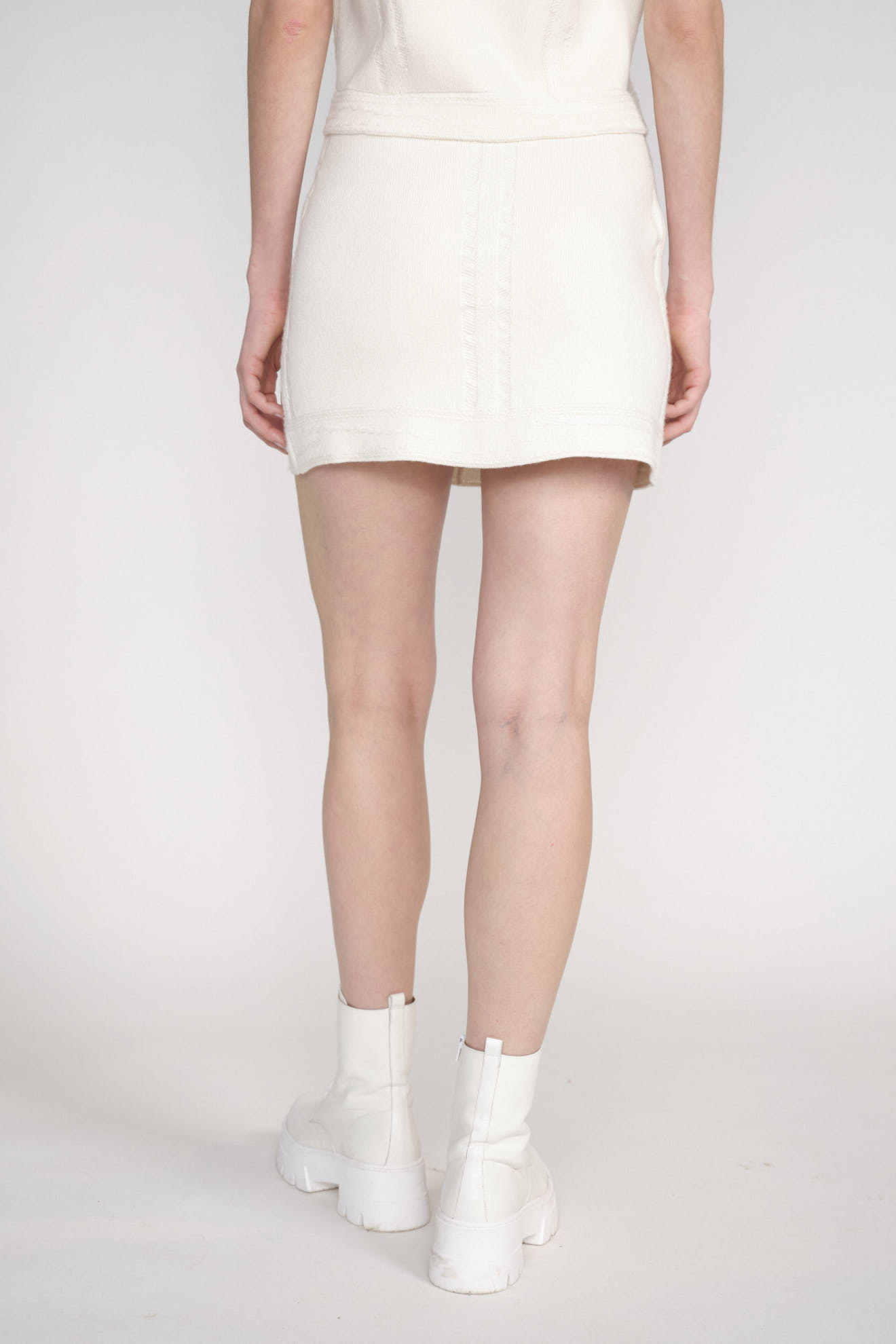 Barrie Denim Cashmere and Cotton Skirt - Minijupe en cachemire blanc M