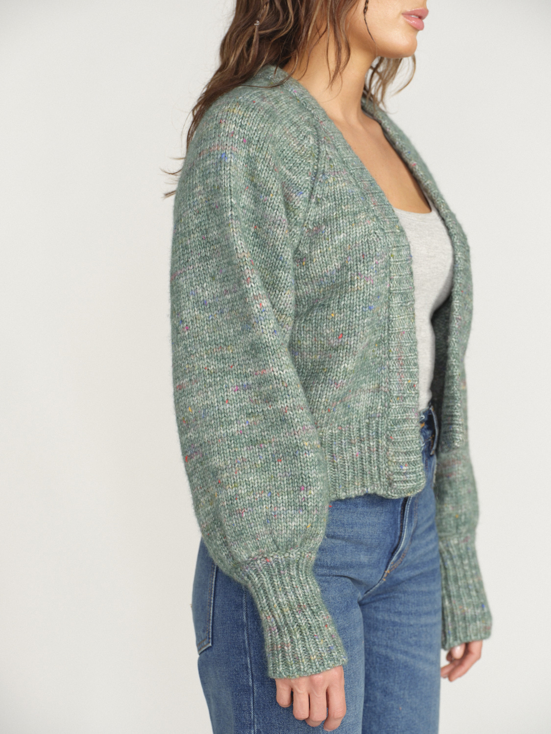 Antonia Zander Clodina - Cardigan oversize in cotone e lana merino verde M
