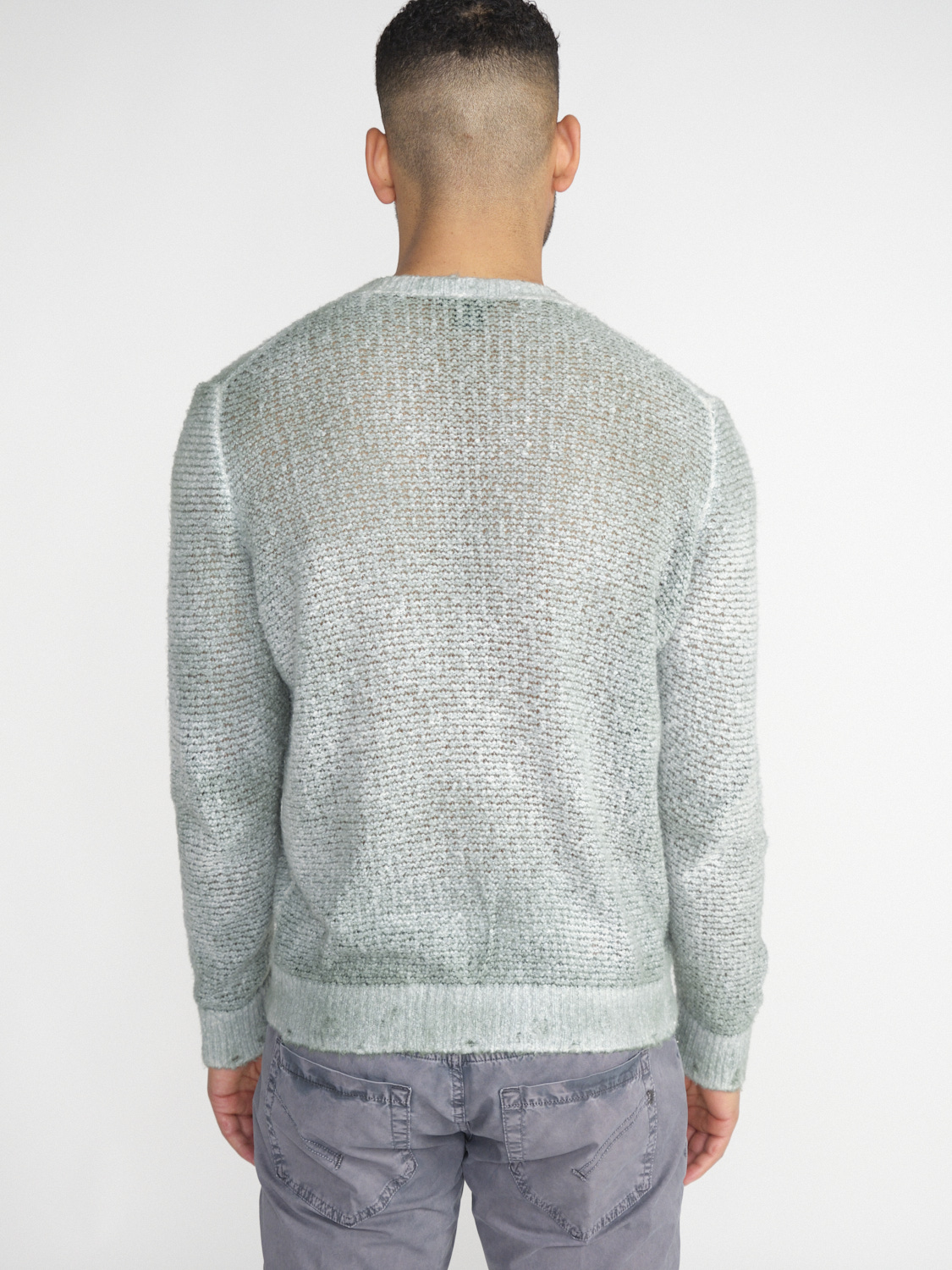 Avant Toi Soft sweater with a crocheted look  green XL