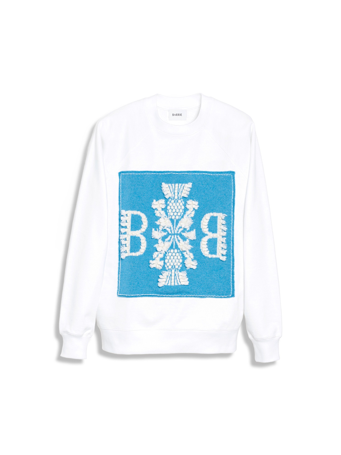 Barrie Sweater with Barrie Logo cashmere patch - Pull en coton avec logo en cachemire bleu M