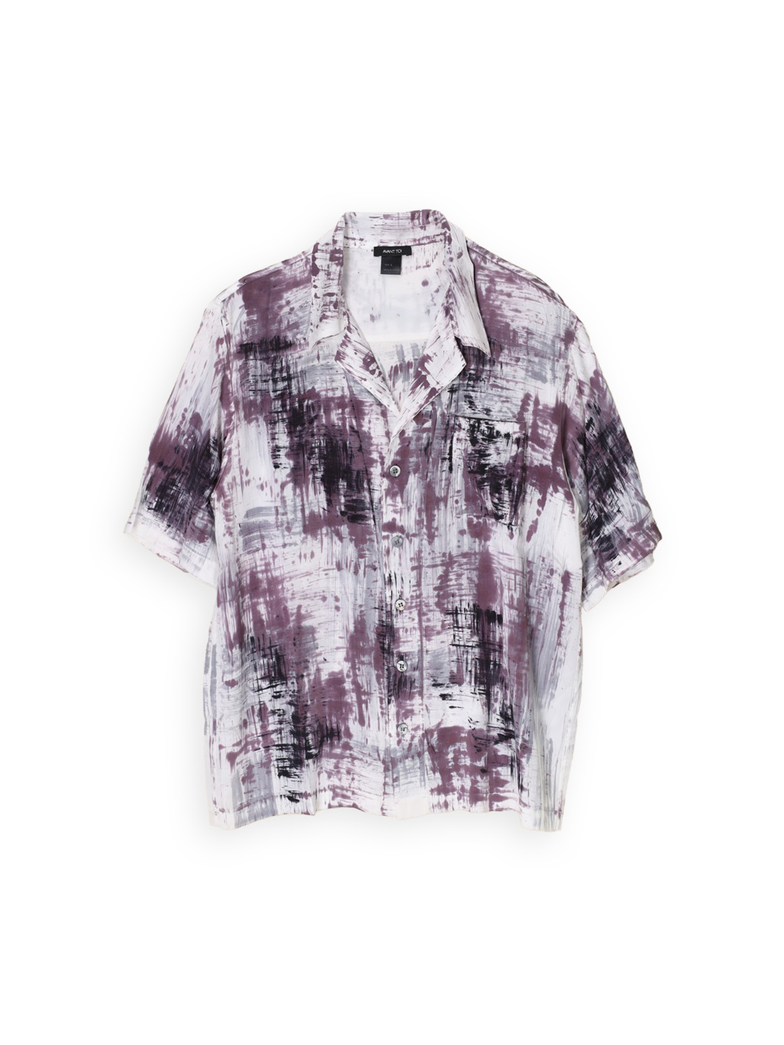 Short-sleeved silk shirt with brushed effects 