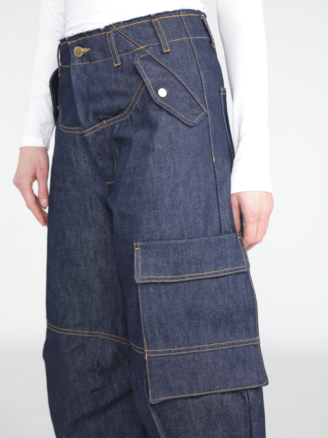 Darkpark Rosalind Denim – Oversized Cargo Jeans aus Baumwolle   blau XS/S