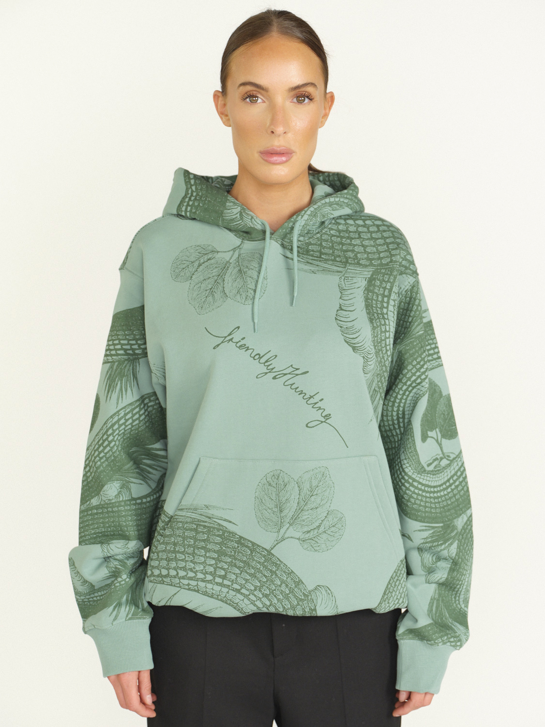 friendly hunting Hoodie Omen Print Garden Eden - cotton hoodie with allover print  green S