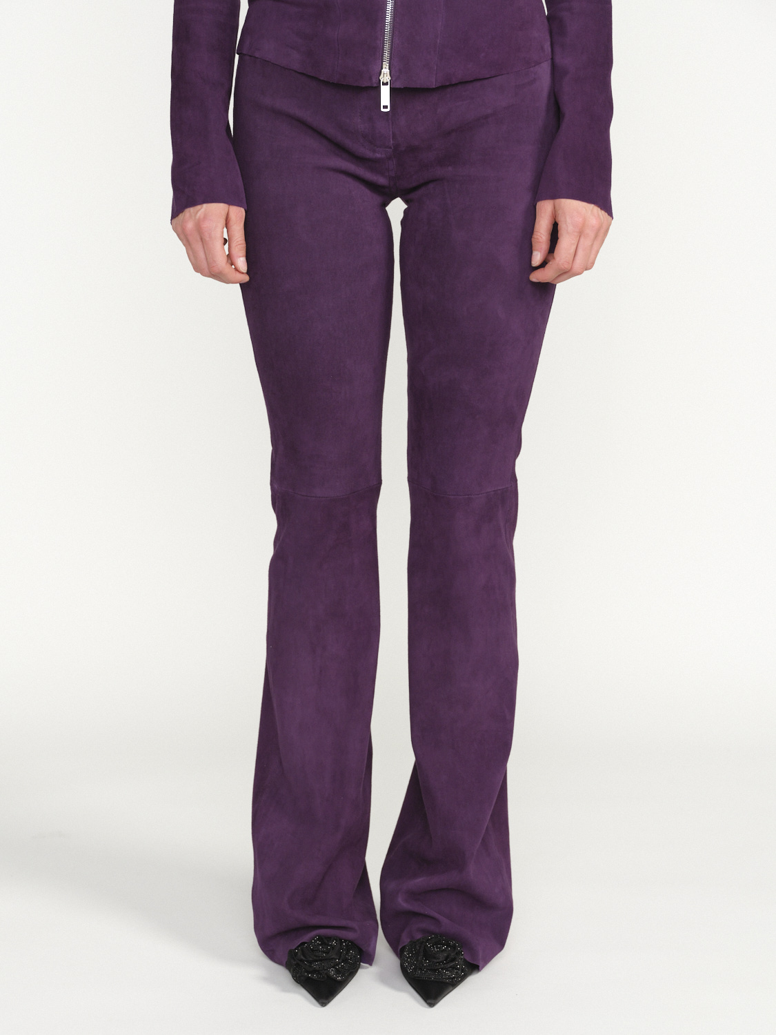 jitrois Pantalon Pika - Bootcuts in suede leather purple 38