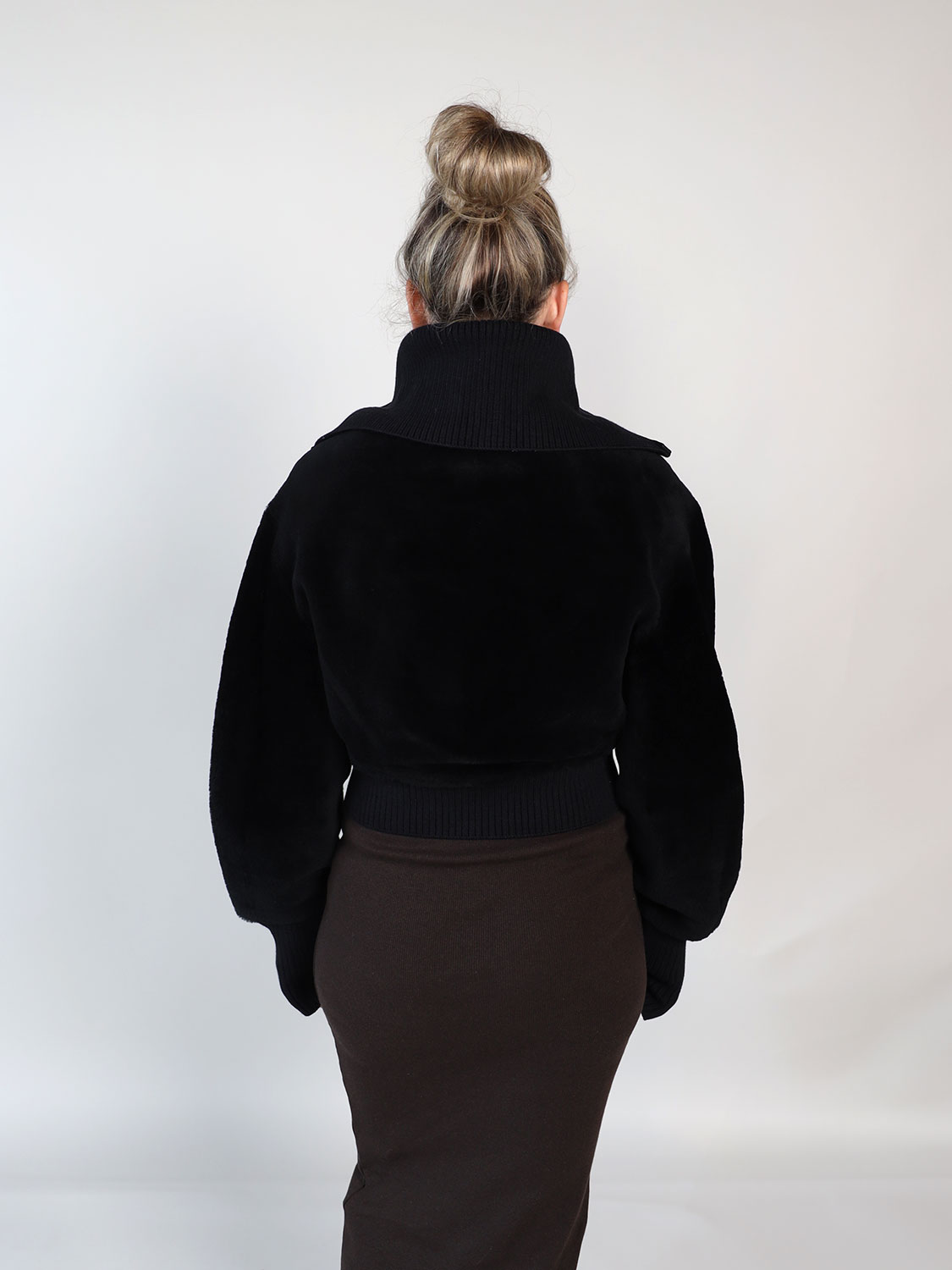 Victoria Beckham Shearling Bomber -Jacke aus Samtstoff  36 schwarz