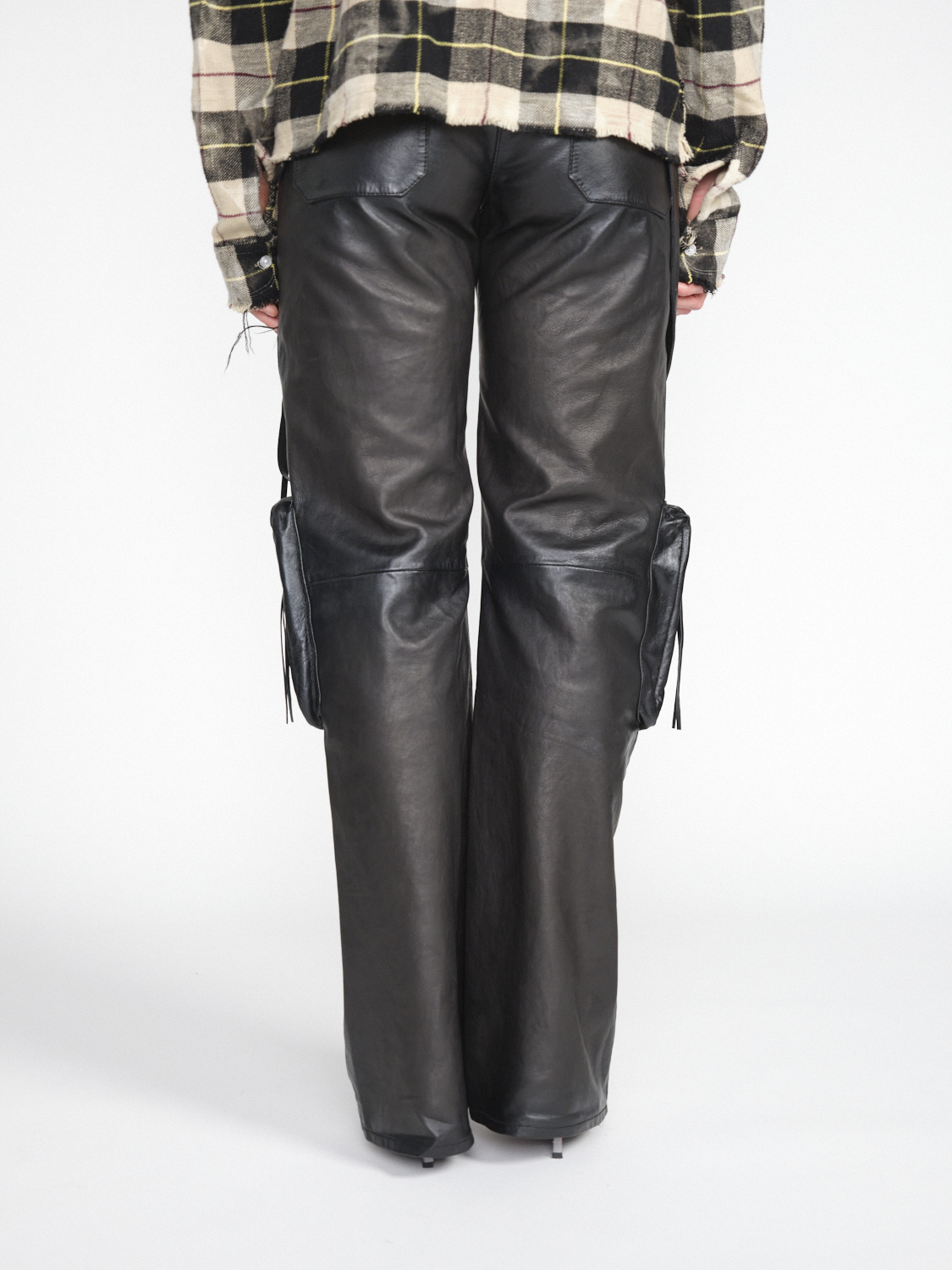 Blumarine Pantalone Pelle – Lederhose mit Biker-Details   negro 34