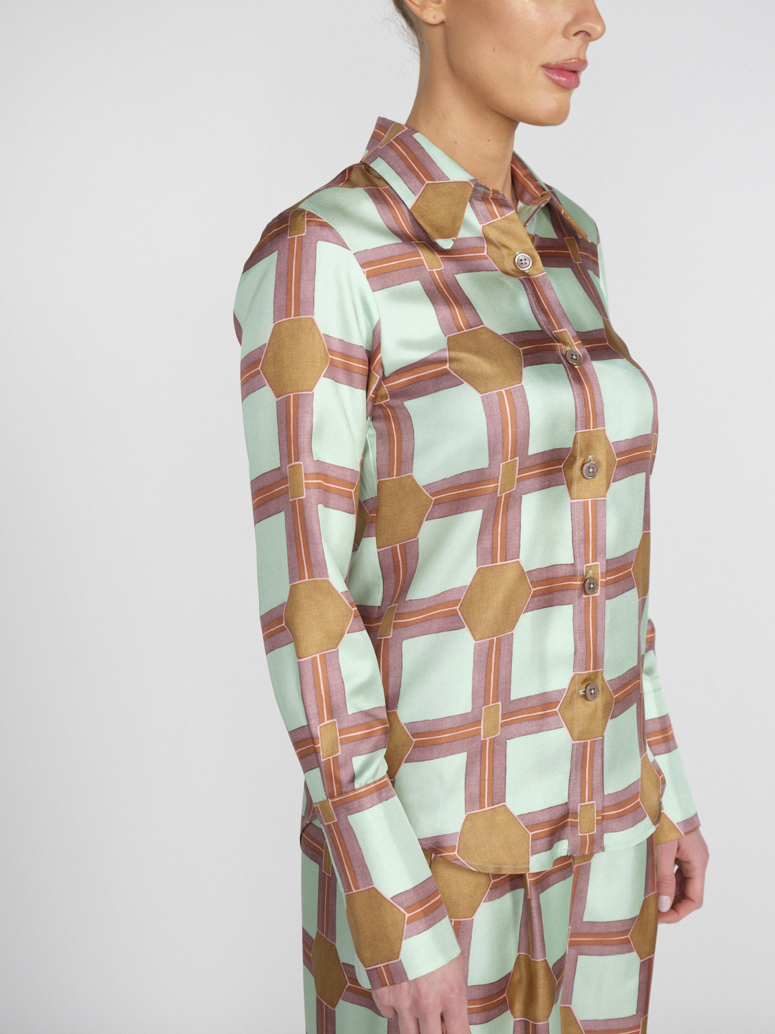 Odeeh Seidencrêpe-Bluse mit graphischem Muster   mehrfarbig 36