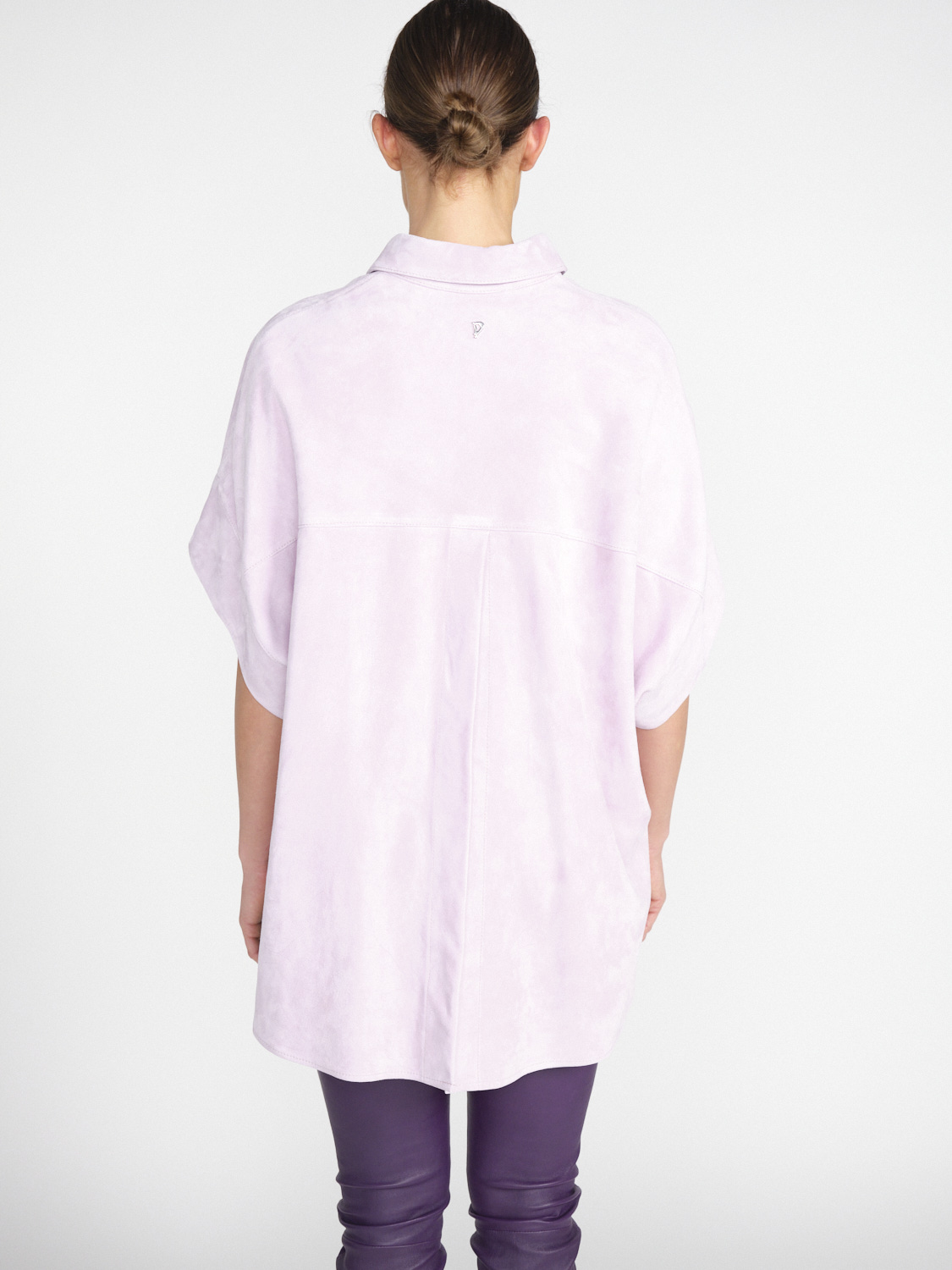 Dondup Oversized Velours-Leder-Hemd aus Ziegenleder	  lila S/M
