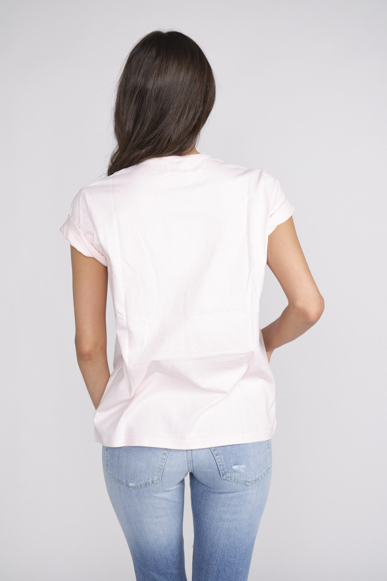 Barrie Cotton T-shirt with logo cashmere patch - T-shirt with logo cashmere patch pink M