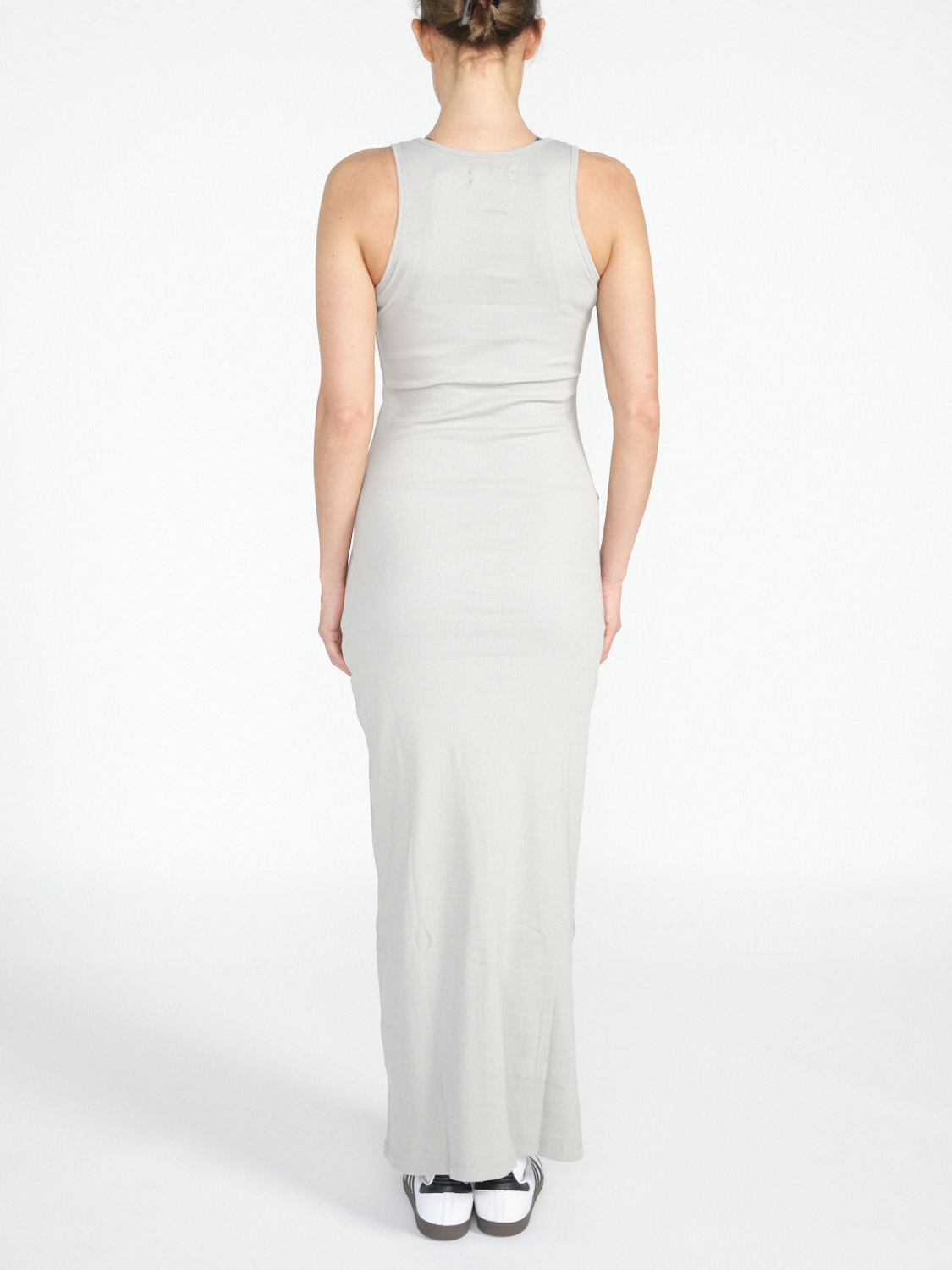 rabanne Maxi dress with velvet-look logo print  grey XS