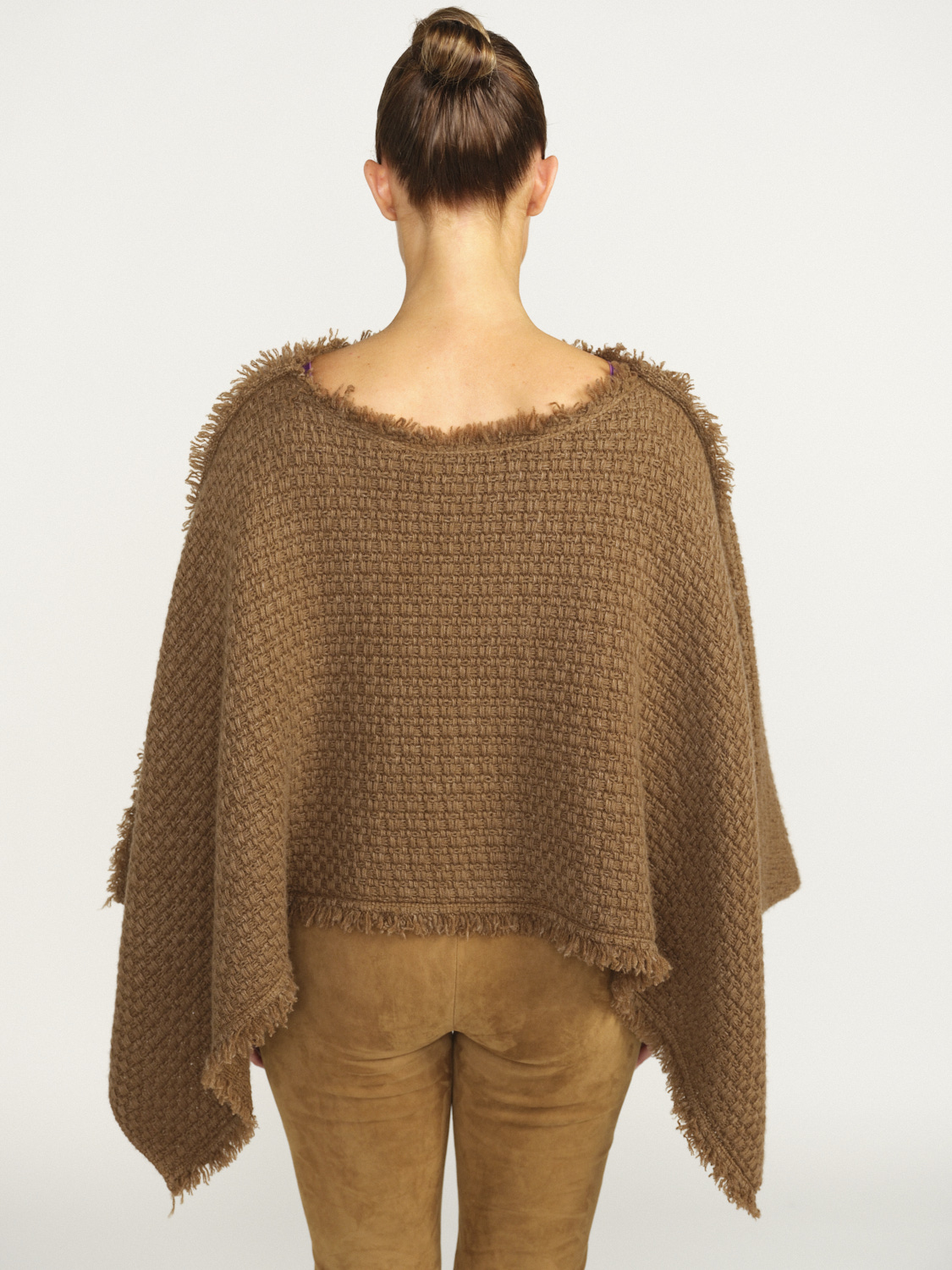 Iris von Arnim Xavia - Cape in cashmere with fringed edge brown One Size